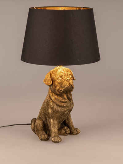 formano Schreibtischlampe Sitzender Hund Lampe in Antik-Gold 52 cm x 36 cm, handgefertigt, wechselbar, Dekolampe