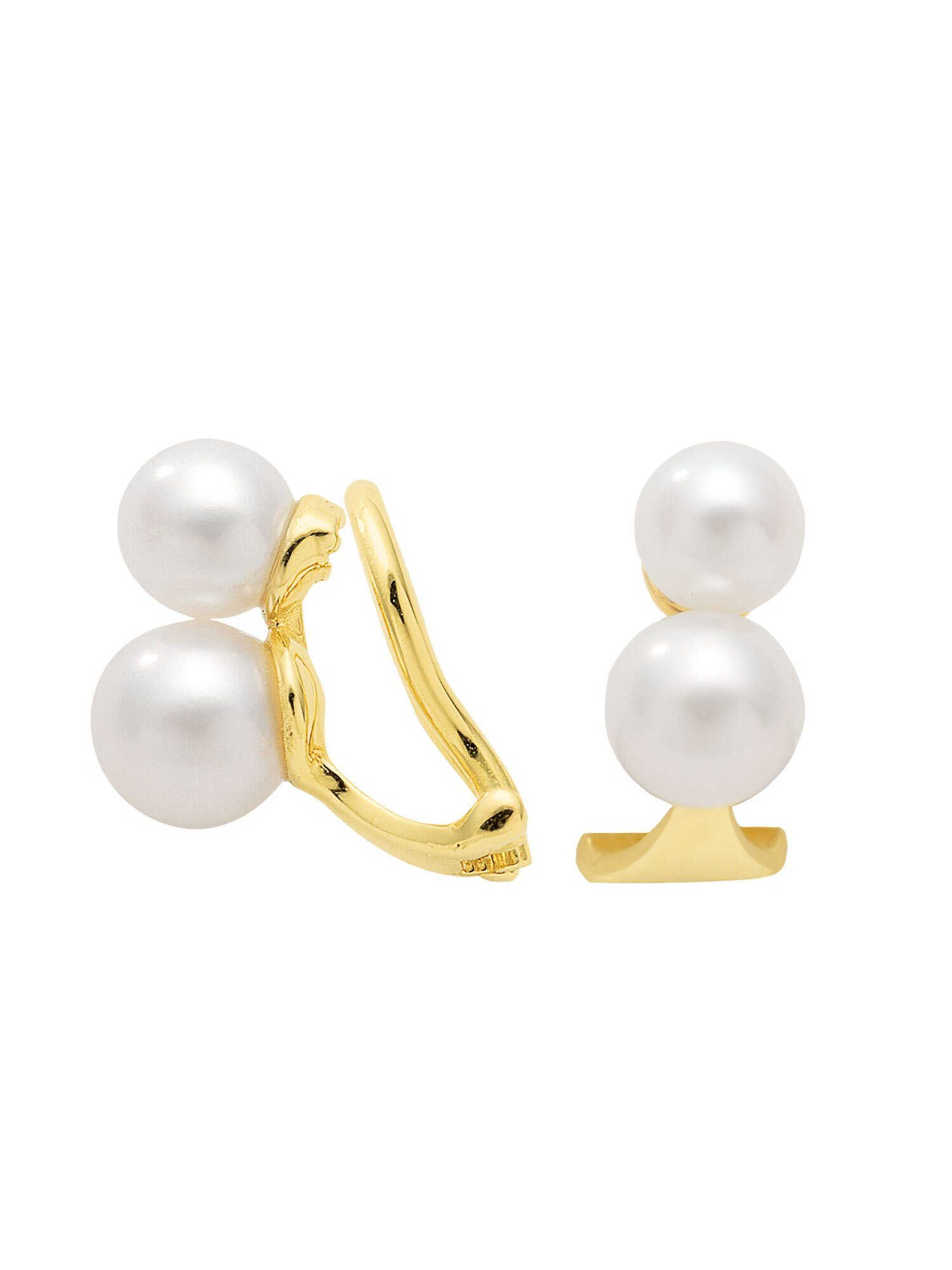 Adelia´s Paar Ohrhänger 585 Gold Ohrringe Ohrclips, mit Süßwasser Zuchtperle Goldschmuck für Damen