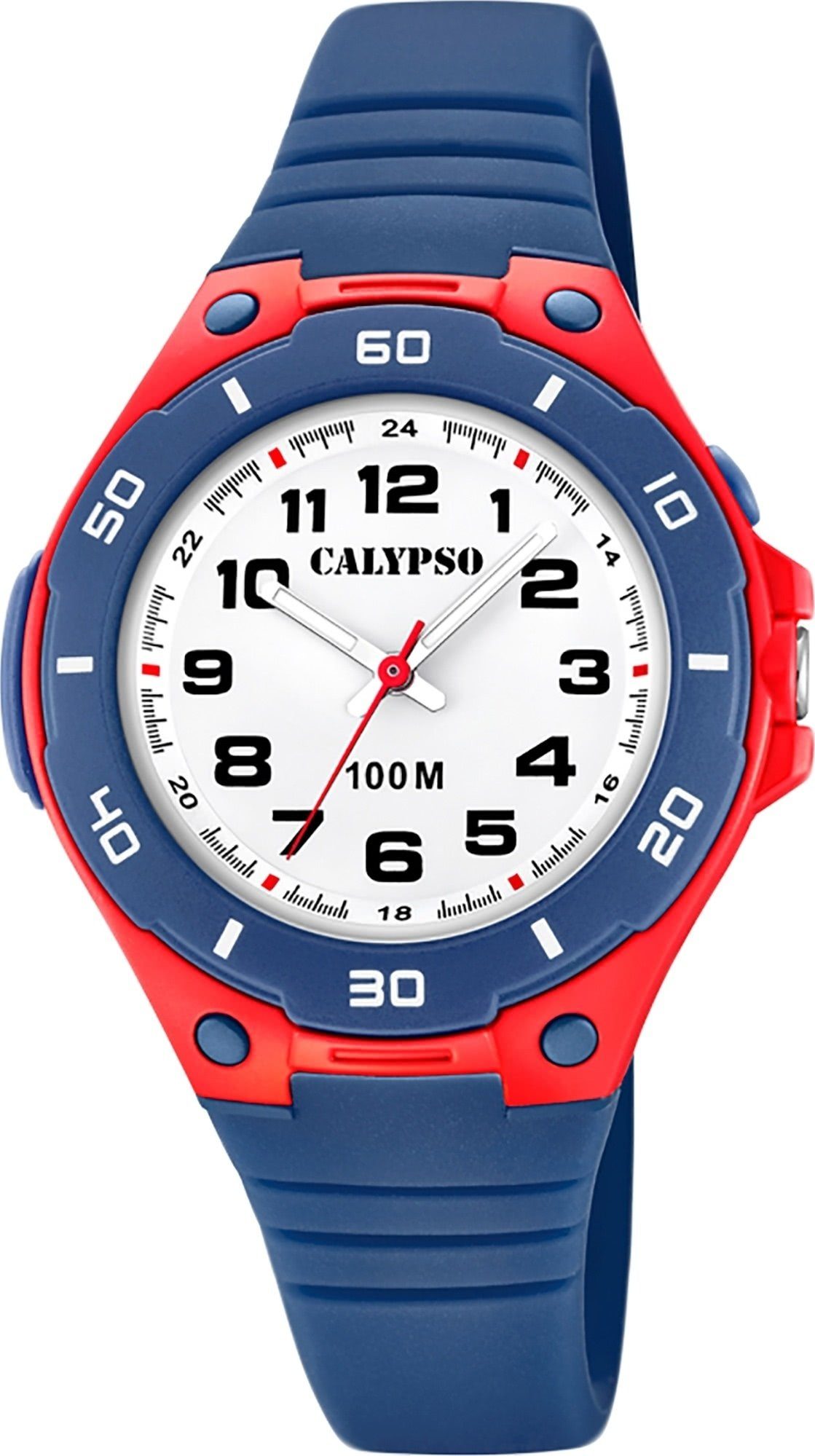 Uhr Fashion Kunststoff, Kunststoff Quarzuhr CALYPSO blau, PUarmband Kinder Calypso PU, Kinder Armbanduhr K5758/1 WATCHES rund,