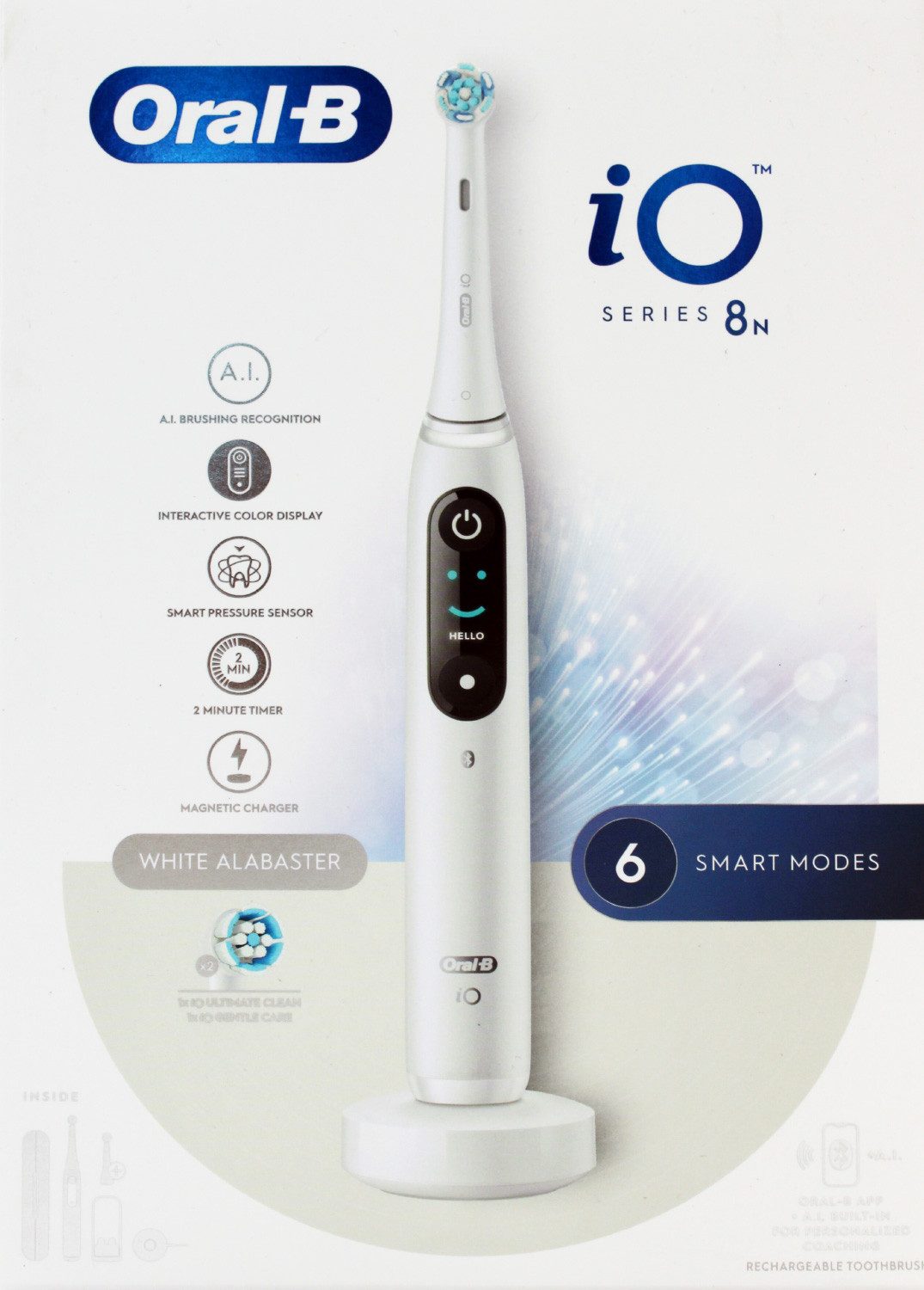 Braun Elektrische Zahnbürste Braun Oral-B iO 8N (IOM8.2i1.1BD) Elektr. Zahnbürste weiß mit Etui