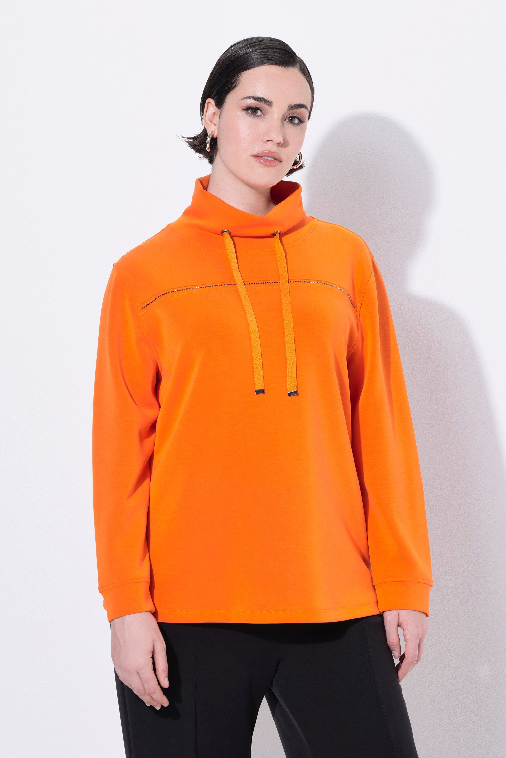 Sweatshirt Sweatshirt Ziersteine Classic Stehkragen 3/4-Arm