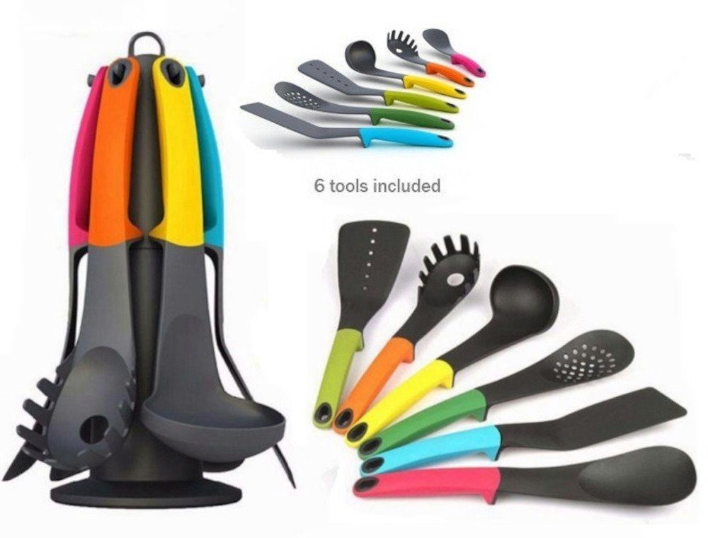 Cheffinger Küchenorganizer-Set Cheffinger Kochbesteck Küchenhelfer Set 7-teilig, Bunt
