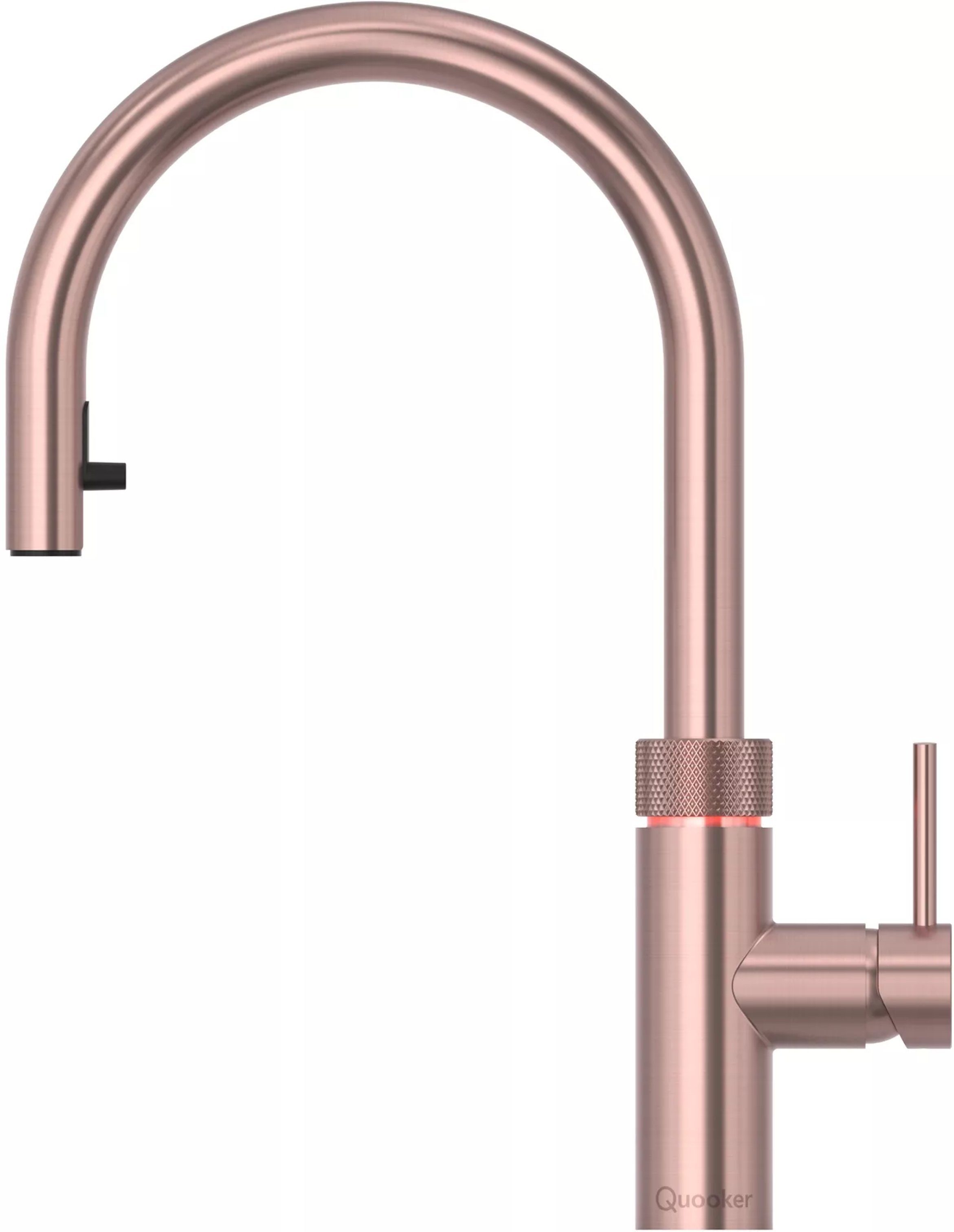 QUOOKER Küchenarmatur QUOOKER FLEX Zugauslauf mit Rose' (22XRCOCUBE) mit B Kupfer Trinkwassersystem (2-St) CUBE Combi 100°C Kochendwasserhahn 2
