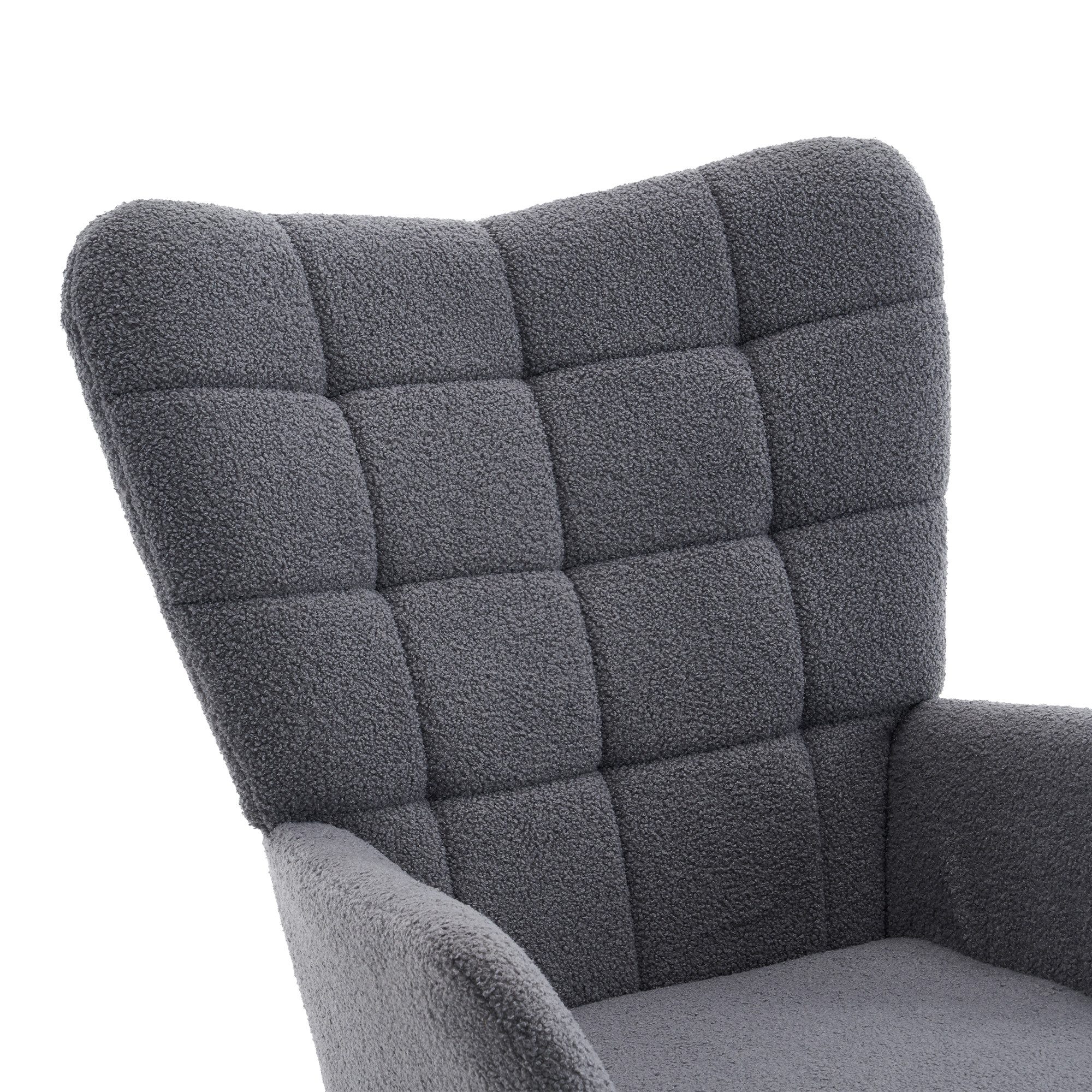 STILVORA Schaukelstuhl Schaukelsessel wohnzimmer Relaxsessel mit Fußstütze,grau (Sherpa-Fleece & hoher Rückenlehne), für Wohnzimmer, Schlafzimmer, Leseecke und  – Bild 5 von 5