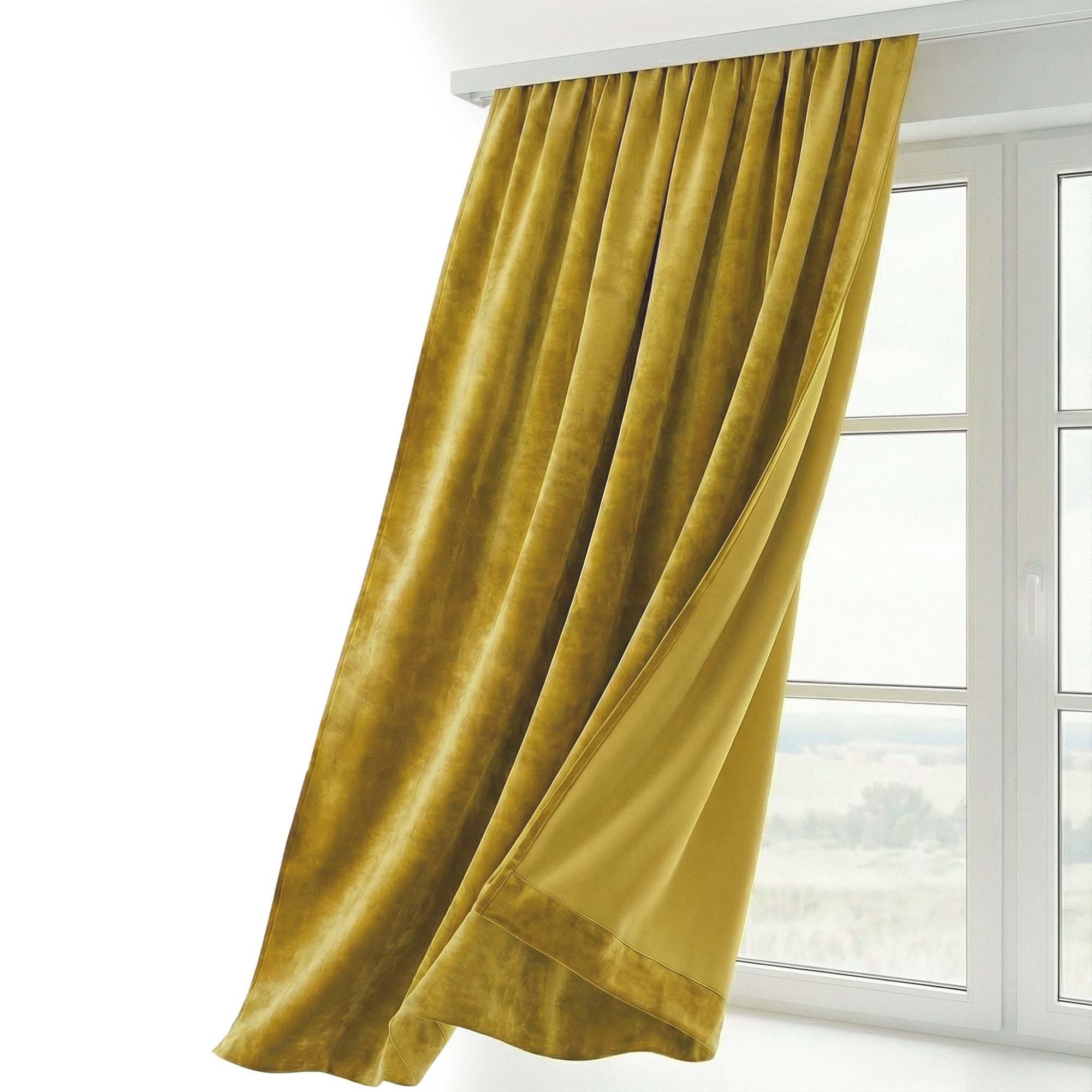 Beautex Verdunkelungsvorhang Samt Vorhang, Senfgelb, Gr. 140 cm x 145 cm