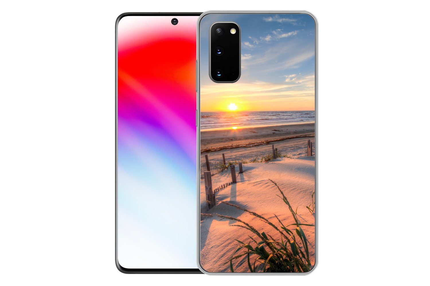 MuchoWow Handyhülle für Samsung Galaxy S20 Strand - Meer - Düne - Sonnenuntergang - Landsc, Phone Case, Silikon, Schutzhülle Dünn