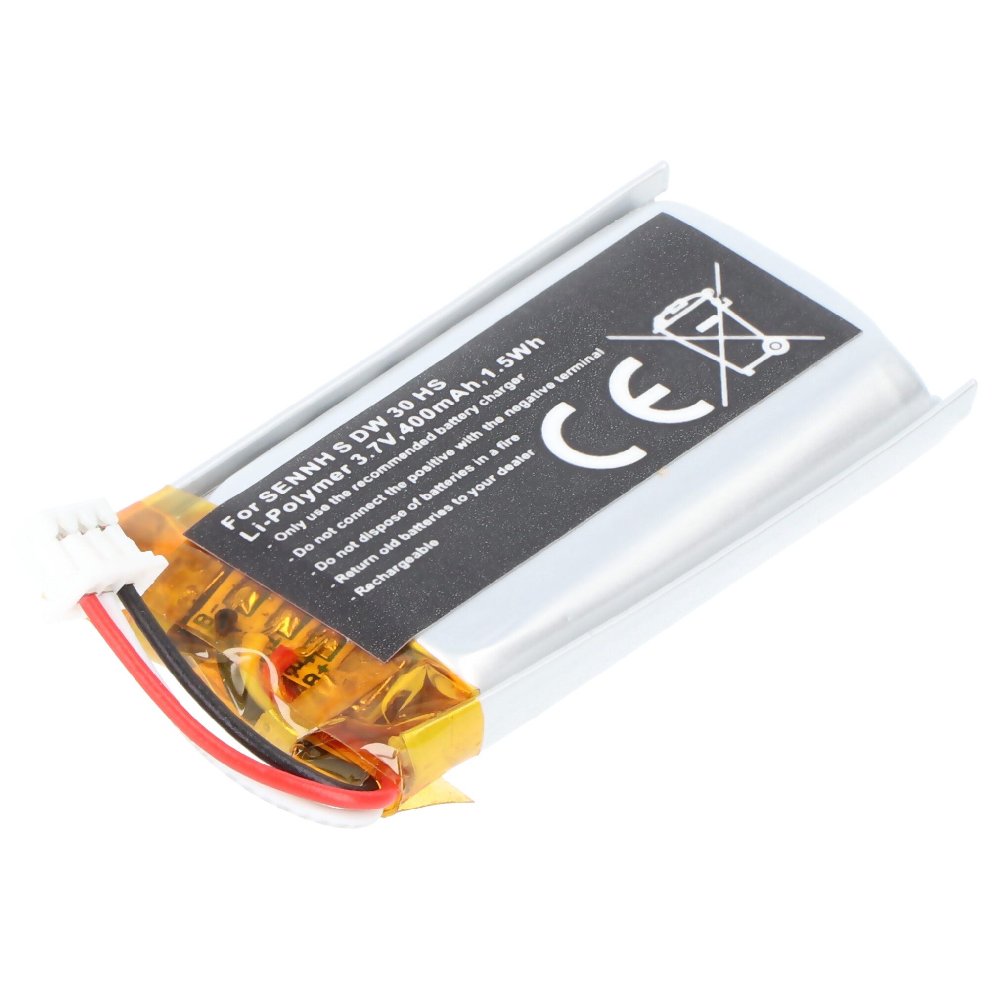 AccuCell Akku passend für Sennheiser SDW 30 HS, Li-Polymer, 3,7V, 400mAh, 1,5W Akku 400 mAh (3,7 V)