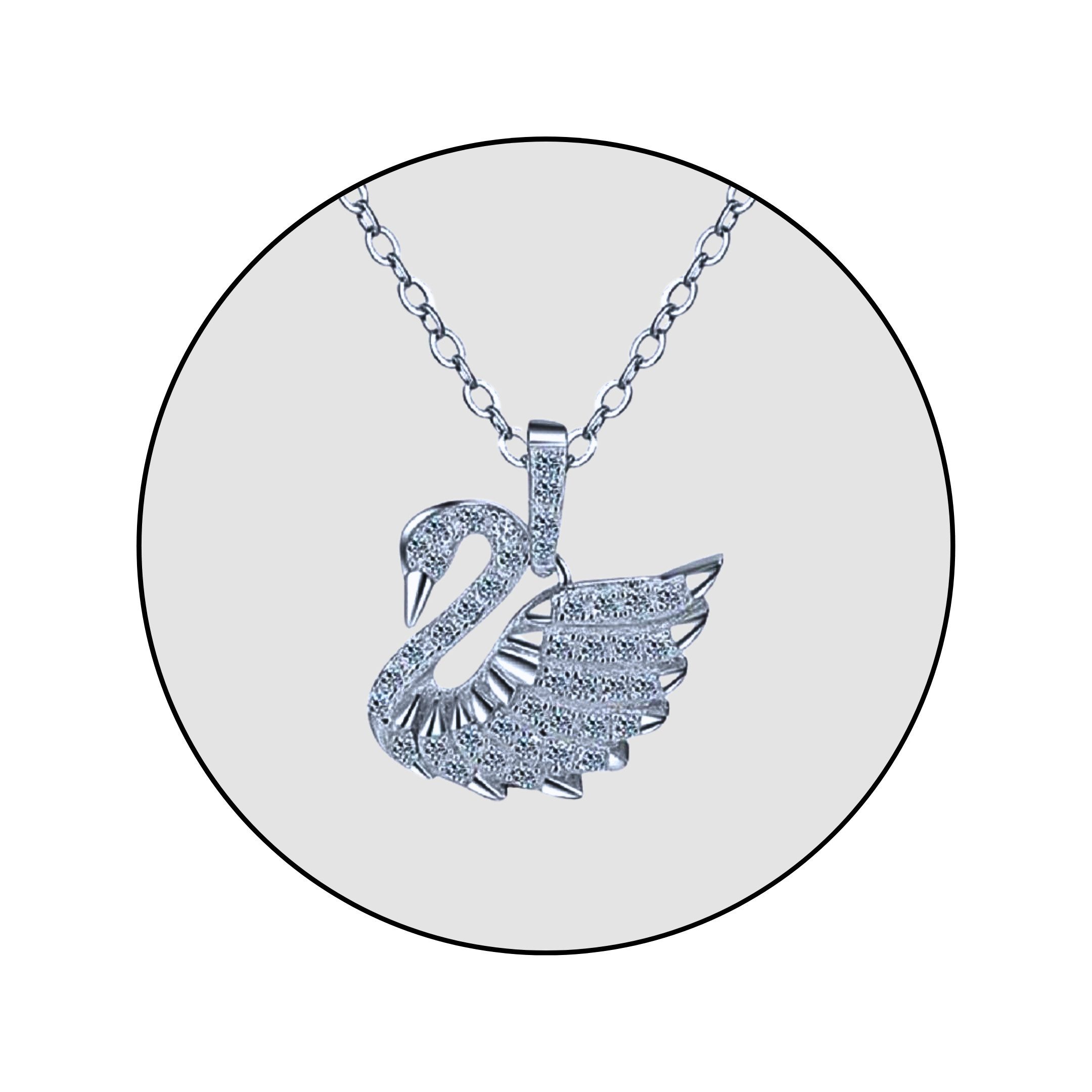 Edelstahlkette Edelstahl Schwan Zirkonia Schmuck Halskette