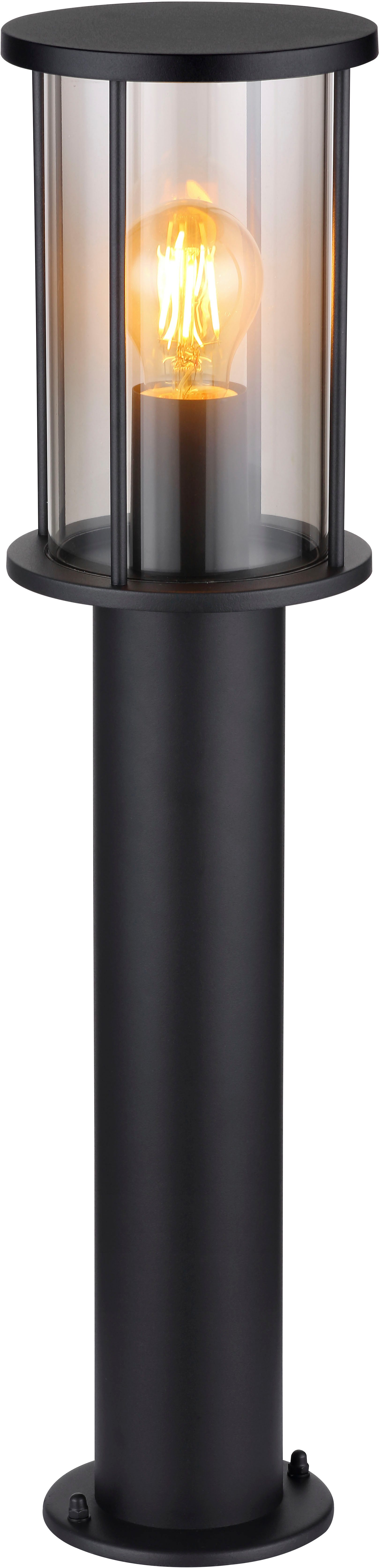 GLOBO LIGHTING Außen-Stehlampe GRACEY, ohne Leuchtmittel, Außenleuchte Edelstahl schwarz, Rauchglas, IP54, E27