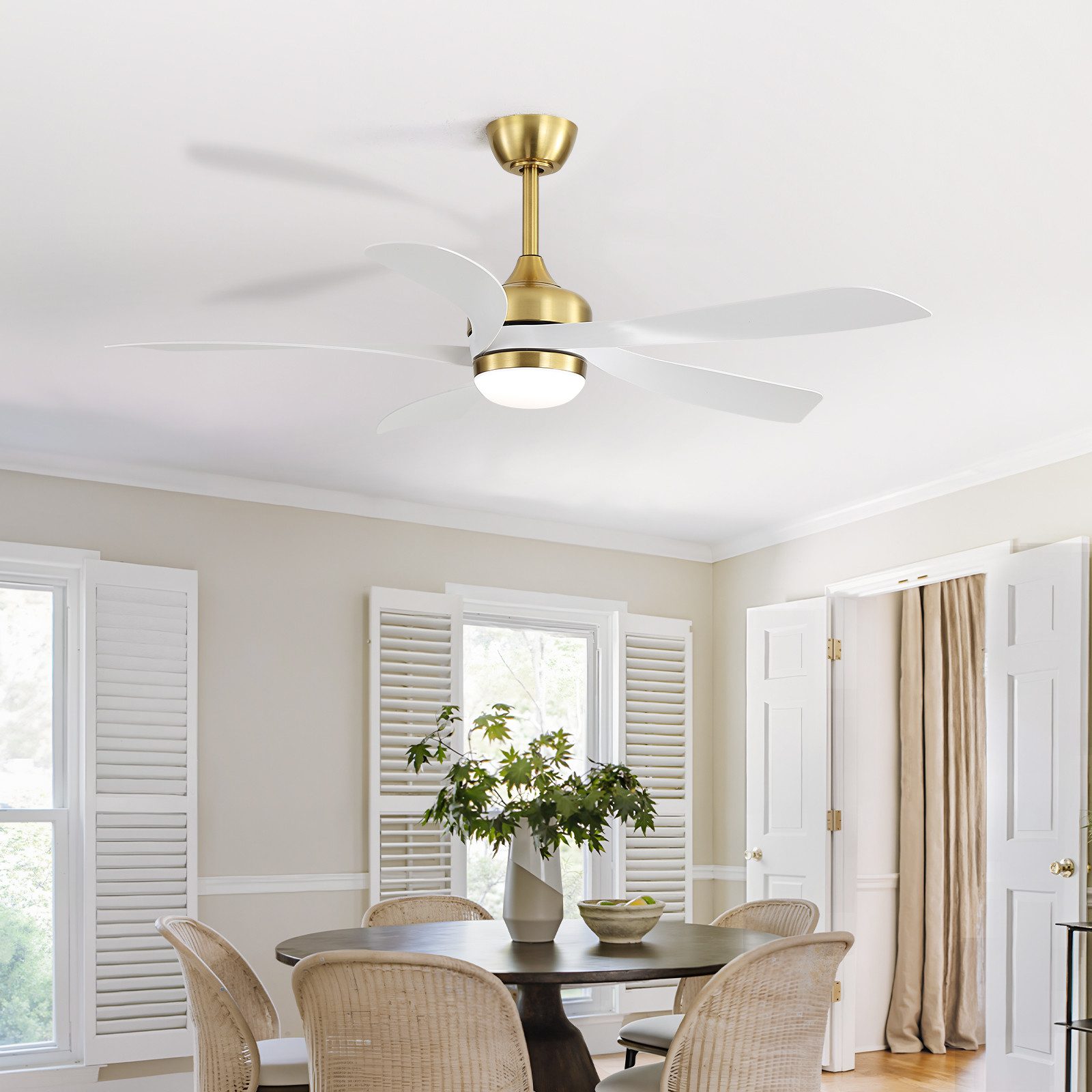 Sofucor Deckenventilator mit LED‑Leuchte, Leiser DC‑Motor, Fernbedienung & Timer‑Funktion, 132 cm Vielseitiger Deckenventilator für alle Räume