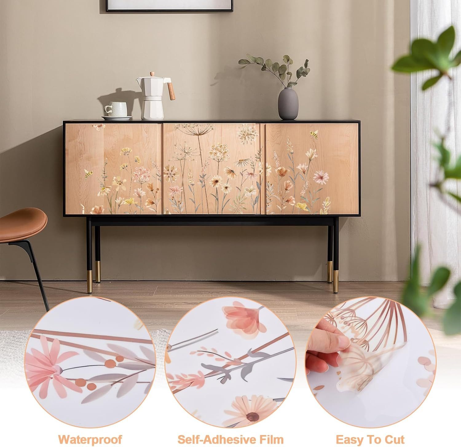 BlingBin Wandtattoo Boho Wandaufkleber Wildblume Löwenzahn Schmetterlinge Löwenzahn (2er Set, 2 St., 2pcs), Wandsticker Schlafzimmer Wohnzimmer Sofa Hintergrund Wanddeko