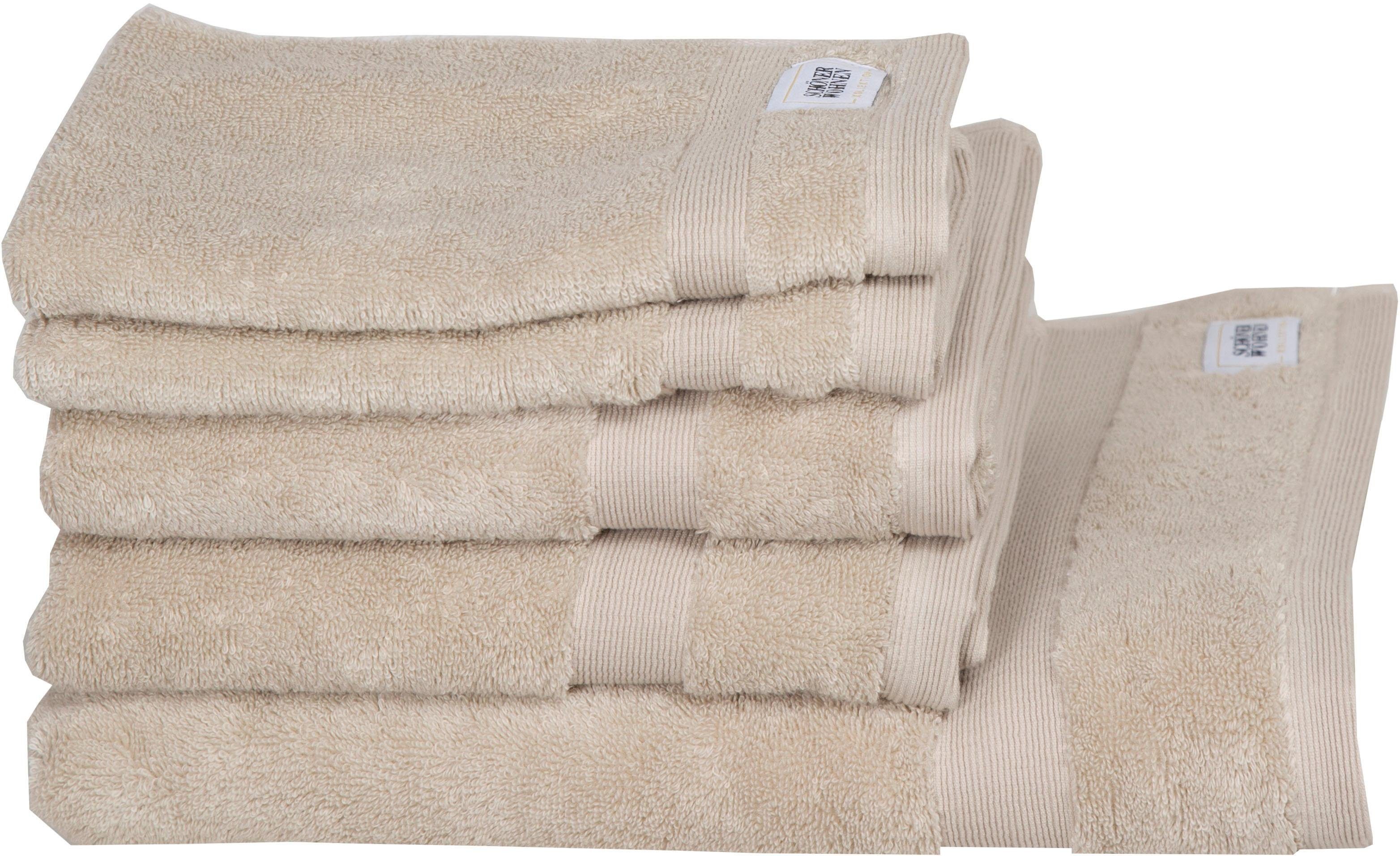 SCHÖNER WOHNEN-Kollektion Handtuch Set Cuddly, Frotteevelours, (Set, 5-tlg), schnell trocknende Airtouch-Qualität sand