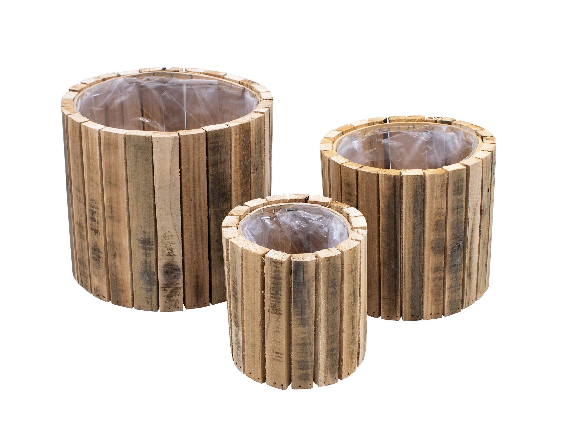 Spetebo Blumentopf Holz Pflanztopf im 3er Set - 23 / 20 / 14 cm (Set, 1 St. günstig online kaufen