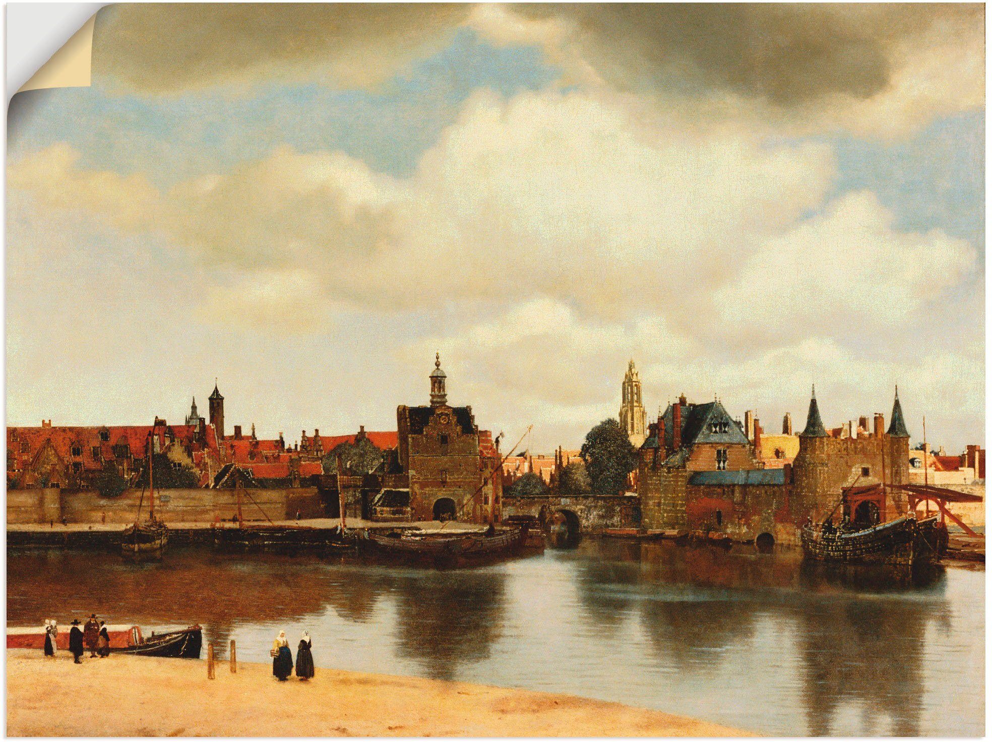 Artland Wandbild Ansicht der Stadt Delft. Um 1660, Niederlande (1 St), als Leinwandbild, Wandaufkleber oder Poster in versch. Größen