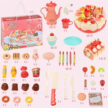 Jioson Spiellebensmittel Spiellebensmittel Zubehör die Spielküche Geburtstagskuchen Set Küche