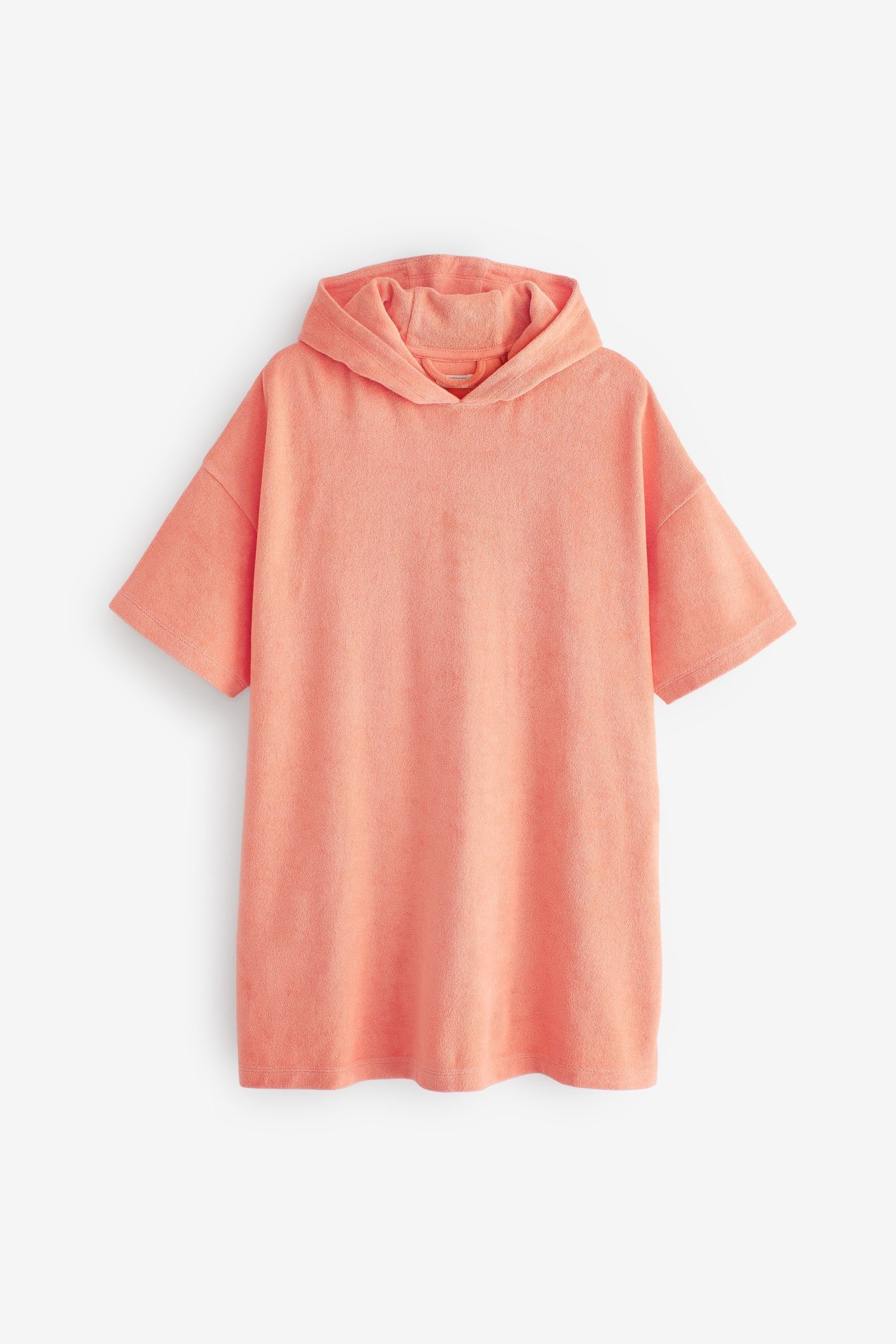 Kapuze, Badeponcho Baumwolle Orange Next Oversized-Poncho Frottee aus mit