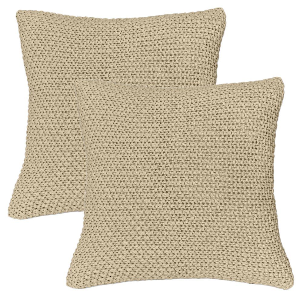 Kissenhülle Strick mit Reißverschluss, 45x45 cm, wometo (2 Stück) beige