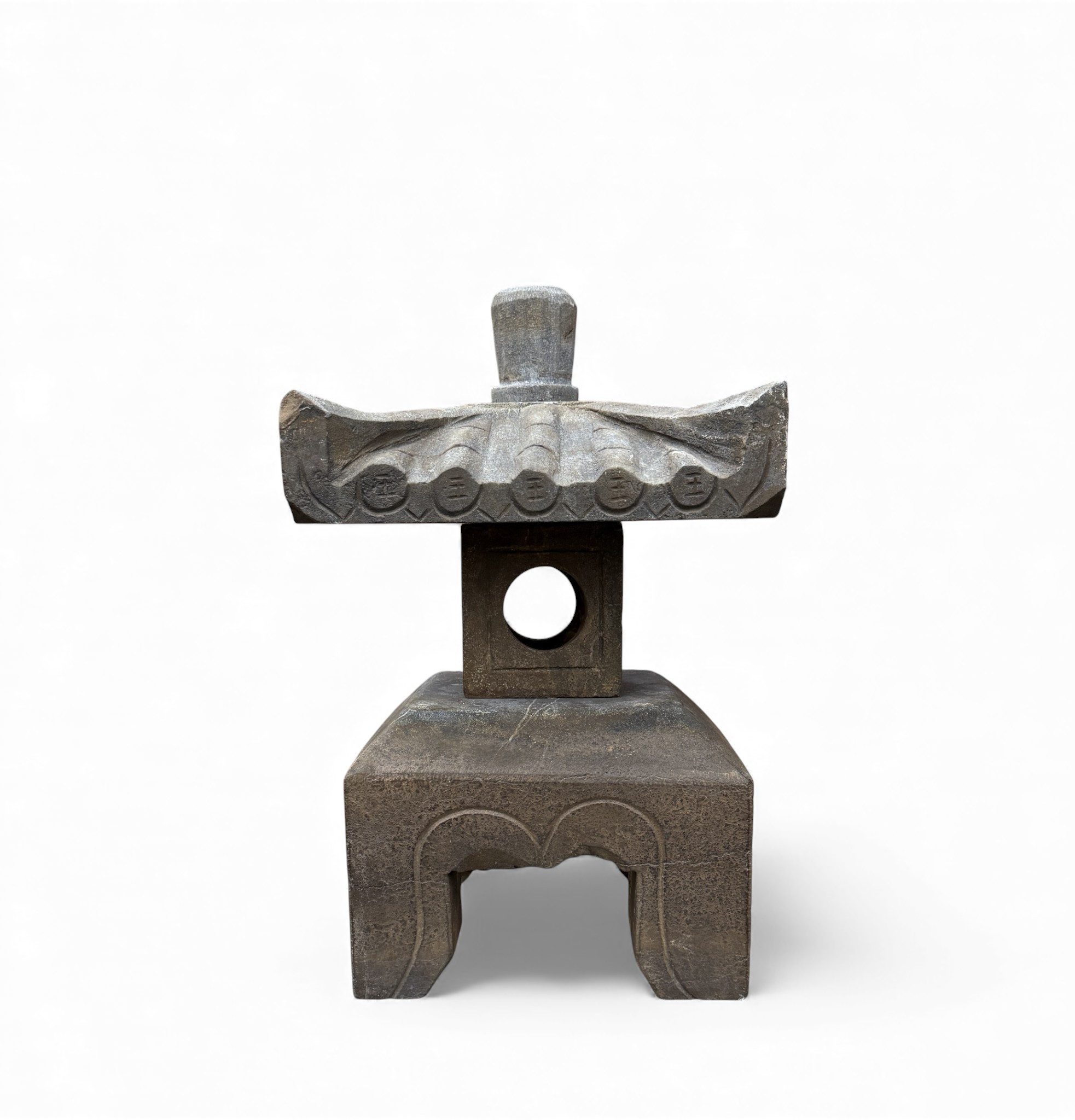 Asien LifeStyle Gartenfigur Chinesische Steinlaterne aus Naturstein – Geisterhaus Bluestone