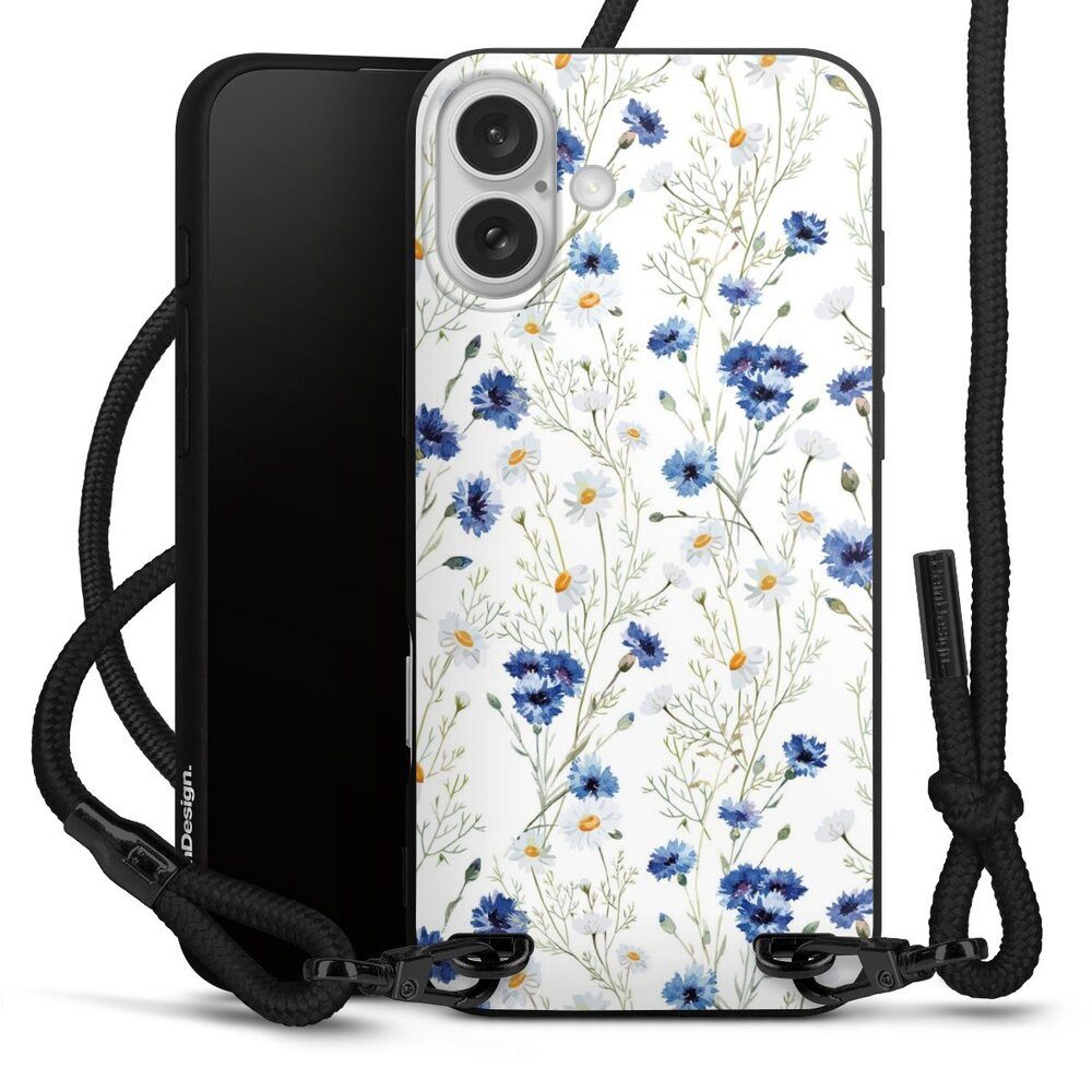 DeinDesign Handyhülle Muster Blume Blumen Flower Pattern 6, Apple iPhone 16 Plus Premium Handykette Hülle mit Band Cover mit Kette