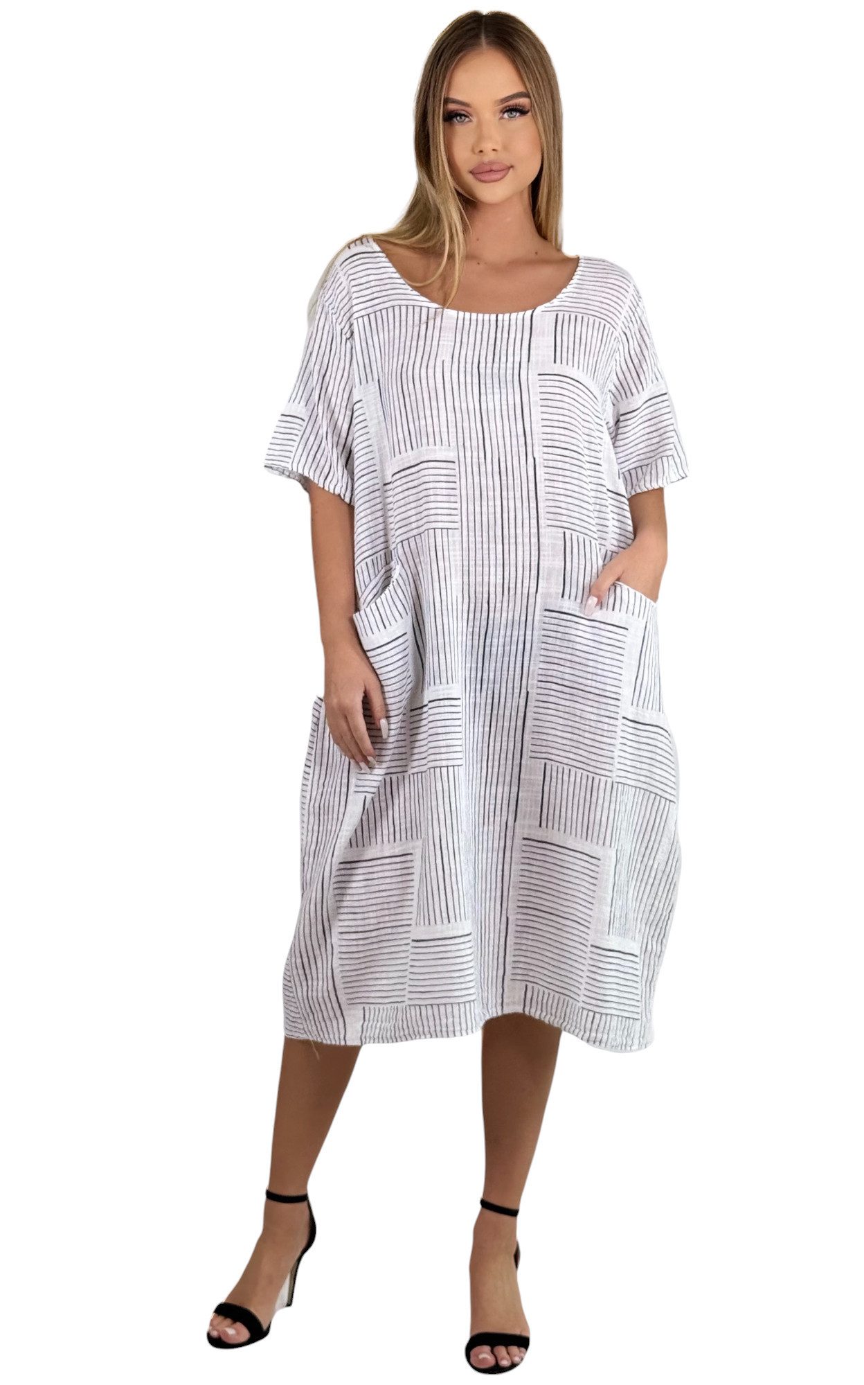 Mississhop Sommerkleid Baumwollkleid 100 % Baumwolle Casual Shirtkleid Strandkleid M.377