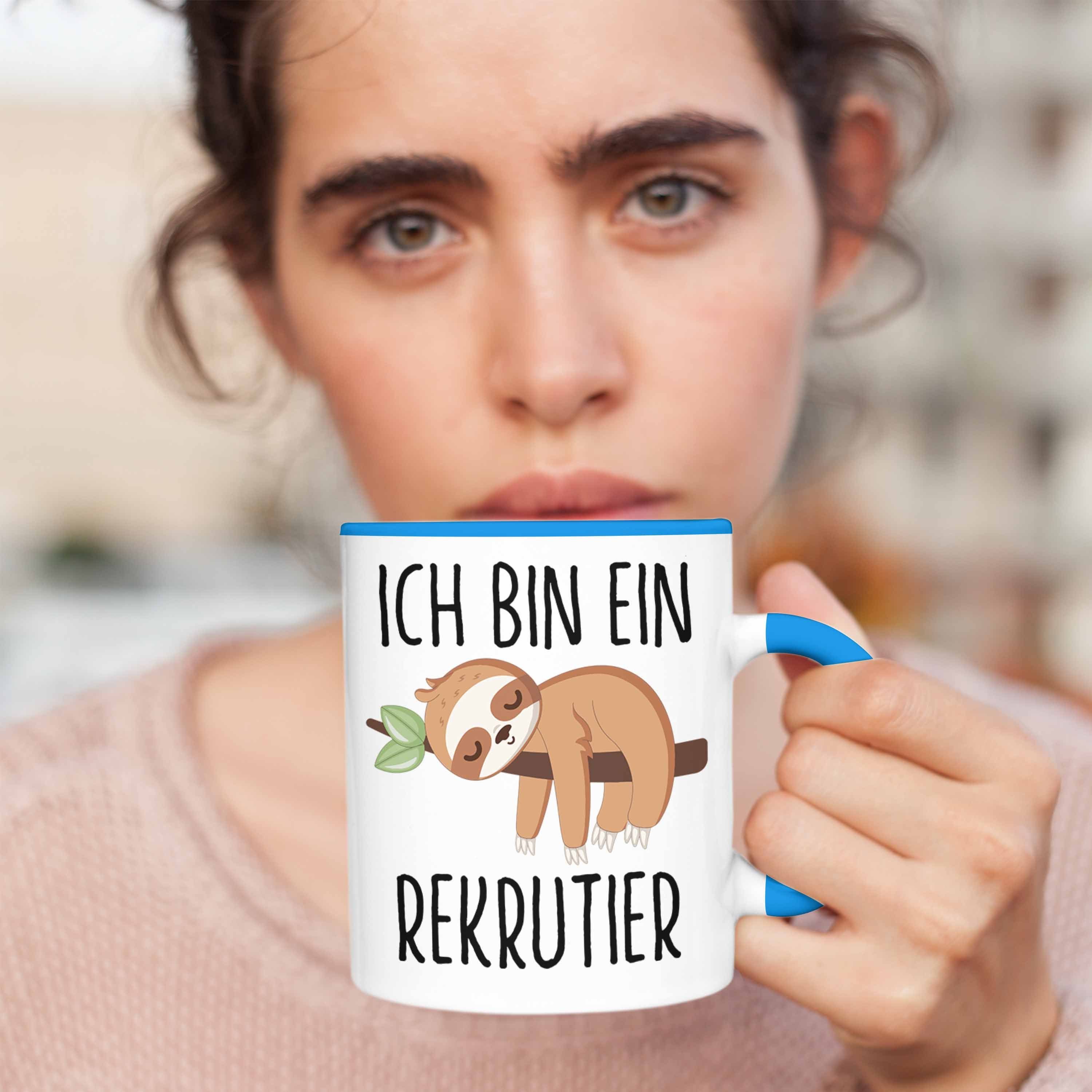 Trendation Tasse Rekrutier Personalreferent Geschenk Lustiger Tasse Recruiting Blau Faultier