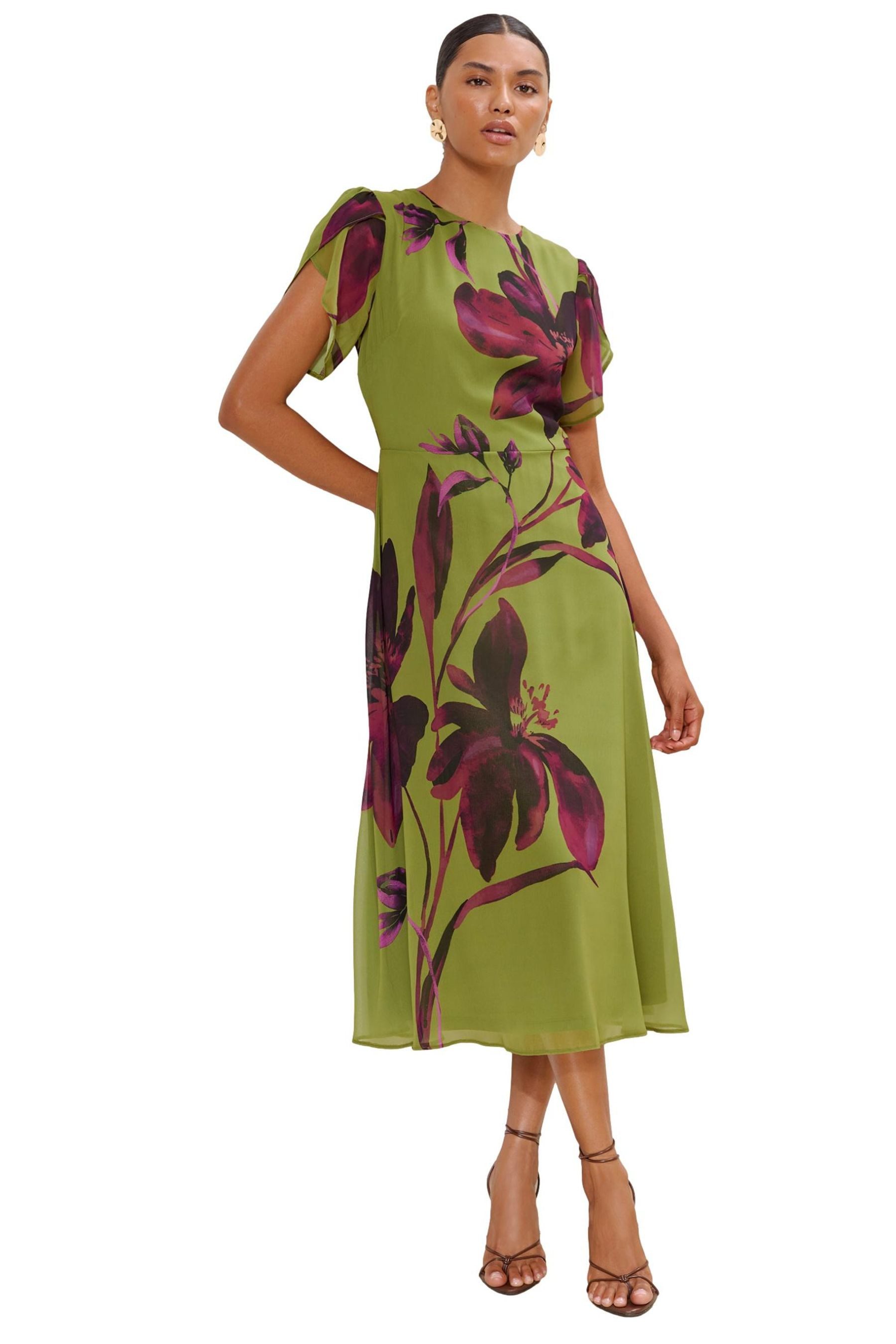LIPSY Midikleid Lipsy Midikleid mit Blumen-Print, Kurzgröße (1-tlg)