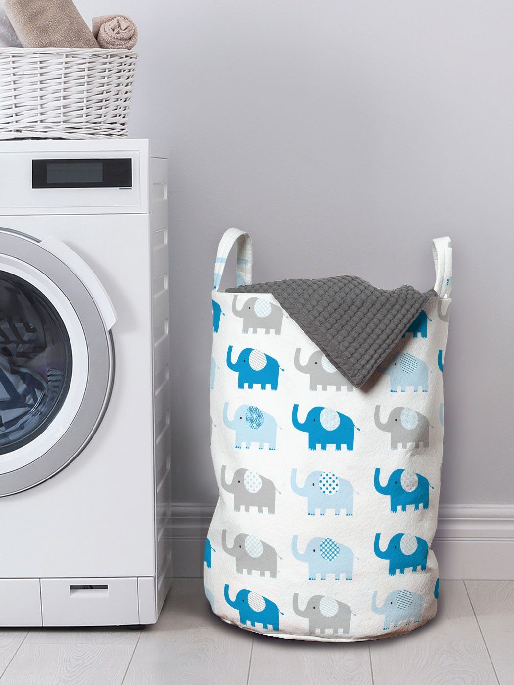 Abakuhaus Wäschekorb Waschsalons, Baby-Elefanten Kordelzugverschluss Wäschesäckchen Griffen Tier mit für Zusammensetzung