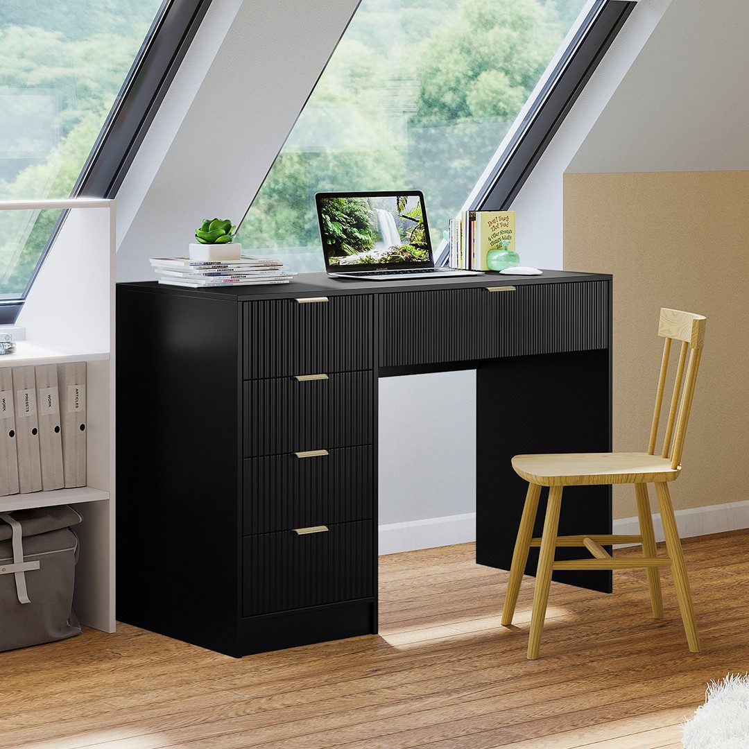 Bellamio Schreibtisch Livny mit 5 Schubladen beidseitig montierbar (mit Gri günstig online kaufen