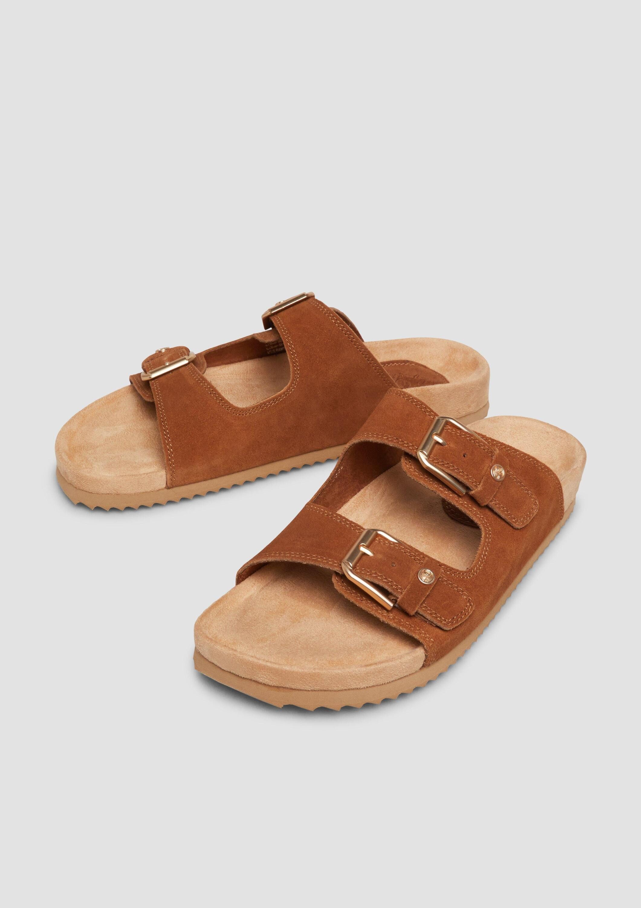 s.Oliver Pantoletten Slipper Echtleder-Sandalen mit dekorativen Details