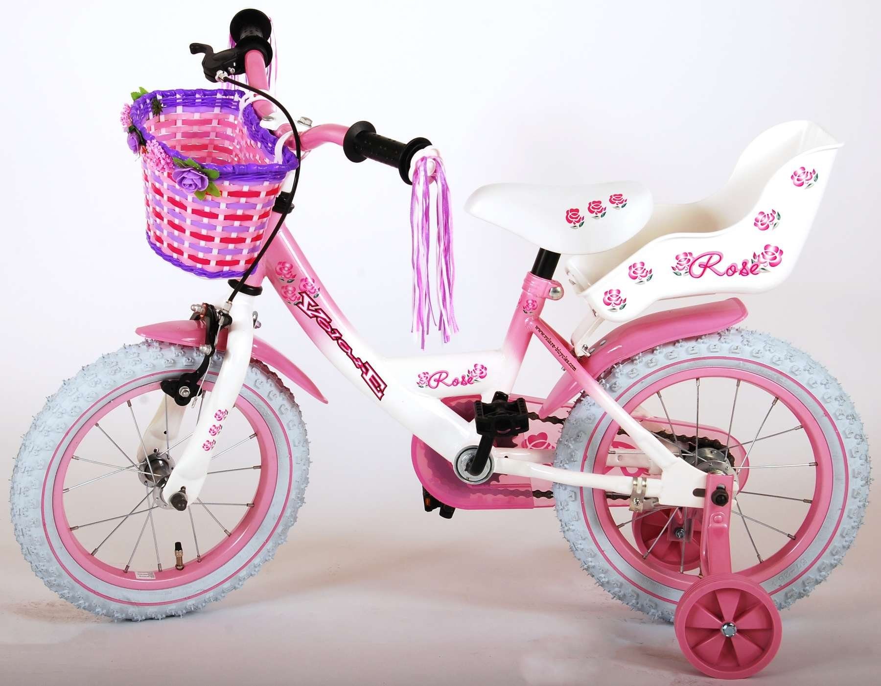 Rutschfeste Fahrrad Zoll Volare Kinder Rücktritt - Laufrad Zoll Stützräder Rose 1 Kinderrad TPFSports + 14 14 mit Handbremse, Kinderfahrrad Sicherheitsgriffe), (Mädchen mit Fahrrad Gang, Mädchen