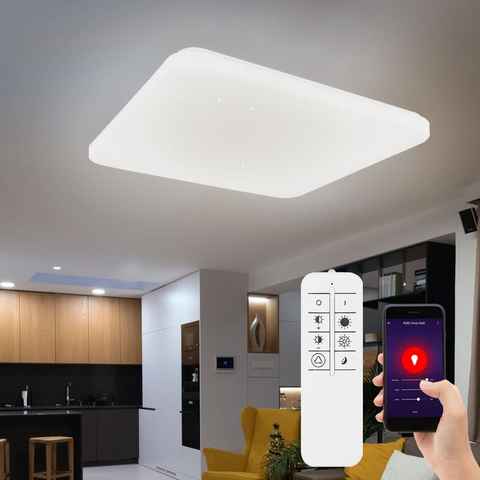 etc-shop LED Deckenleuchte, LED-Leuchtmittel fest verbaut, Kaltweiß, Warmweiß, Neutralweiß, Tageslichtweiß, LED Smart Home Decken Leuchte Stern Effekt Lampe Alexa APP