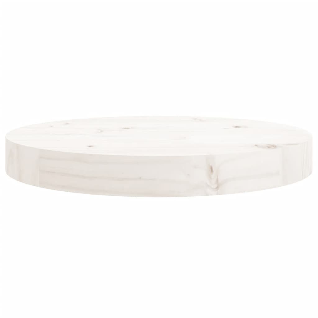 furnicato Tischplatte Rund Weiß Ø30x3 cm Massivholz Kiefer