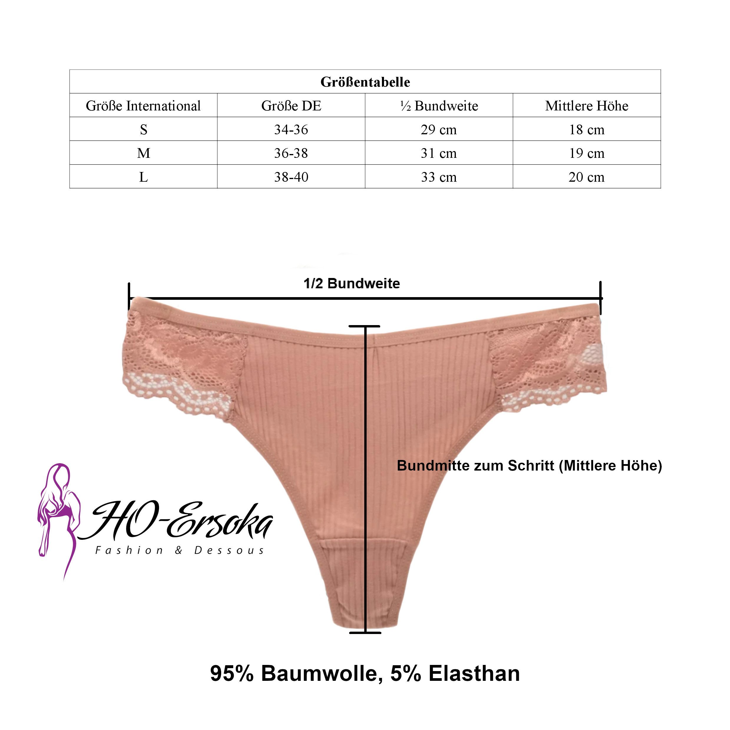 HO-Ersoka Stringtanga Damen Strings Spitze Baumwolle Set 6 Stück Tangas ...