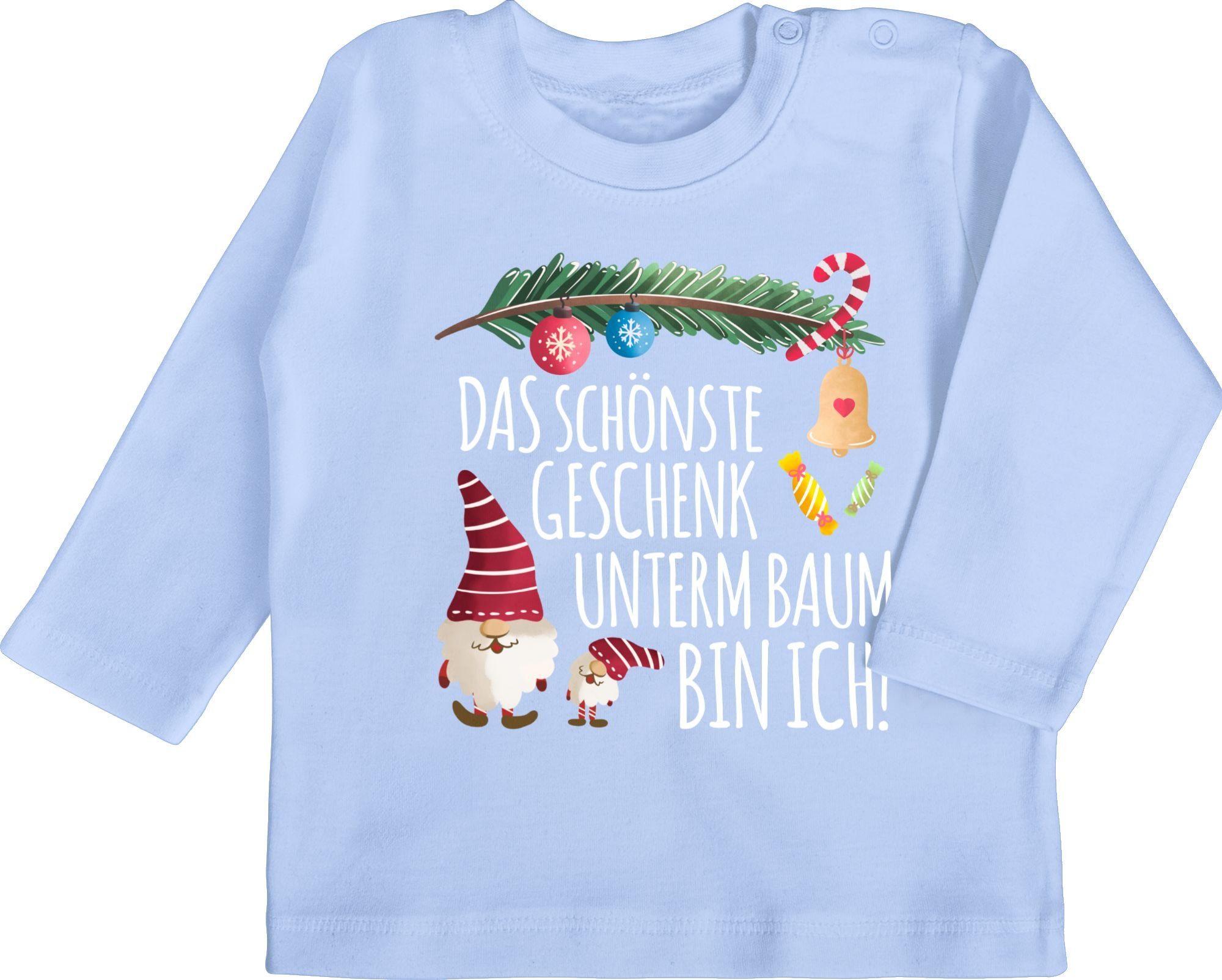 Shirtracer T-Shirt Das schönste Geschenk unterm Baum bin ich! - Wichtel Weihnachten Kleidung Baby 3 Babyblau