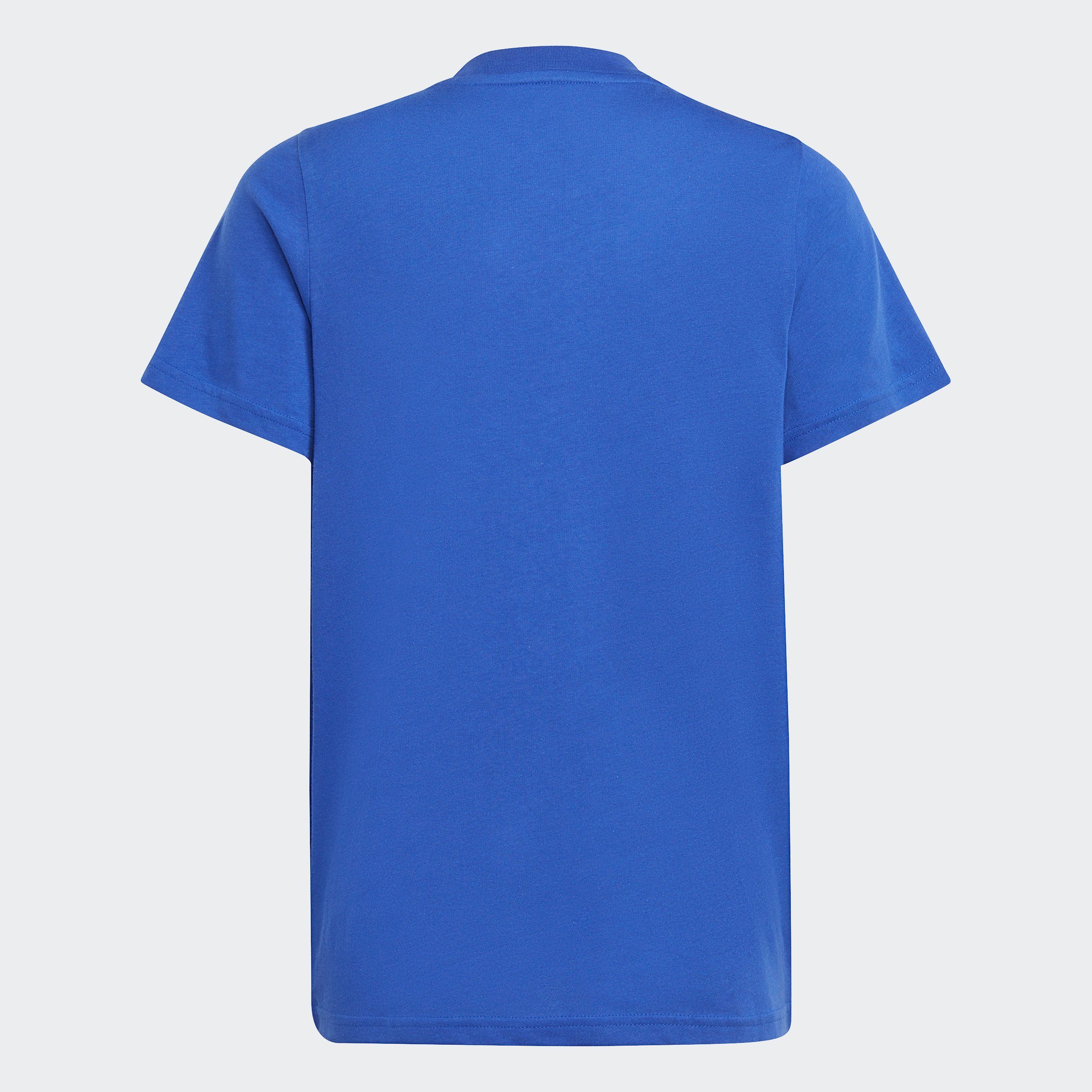 adidas Sportswear T-Shirt ESSENTIALS SMALL COTTON / Blue LOGO White Semi Lucid