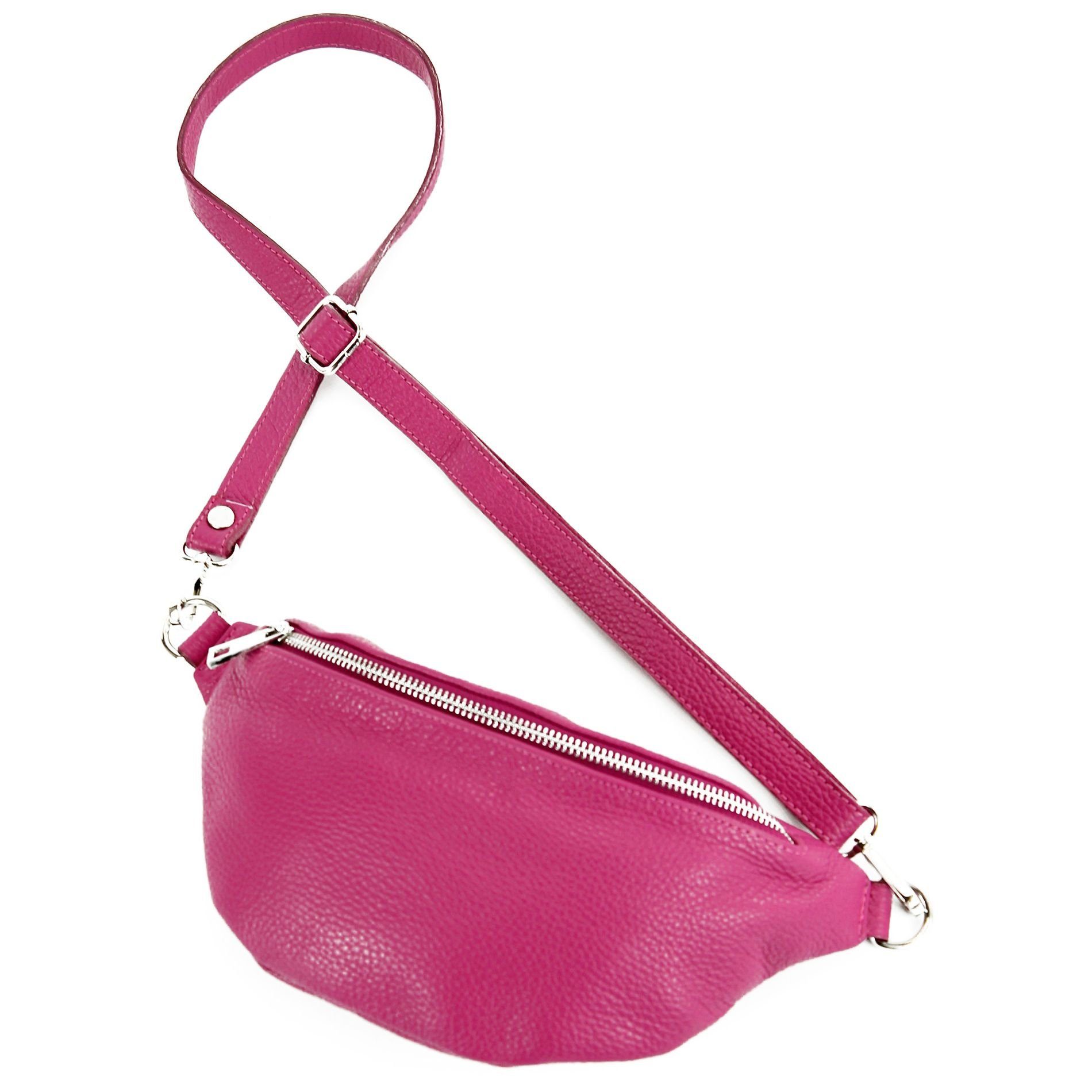 modamoda de Gürteltasche T211, Echtleder Handmade in Italy Pink