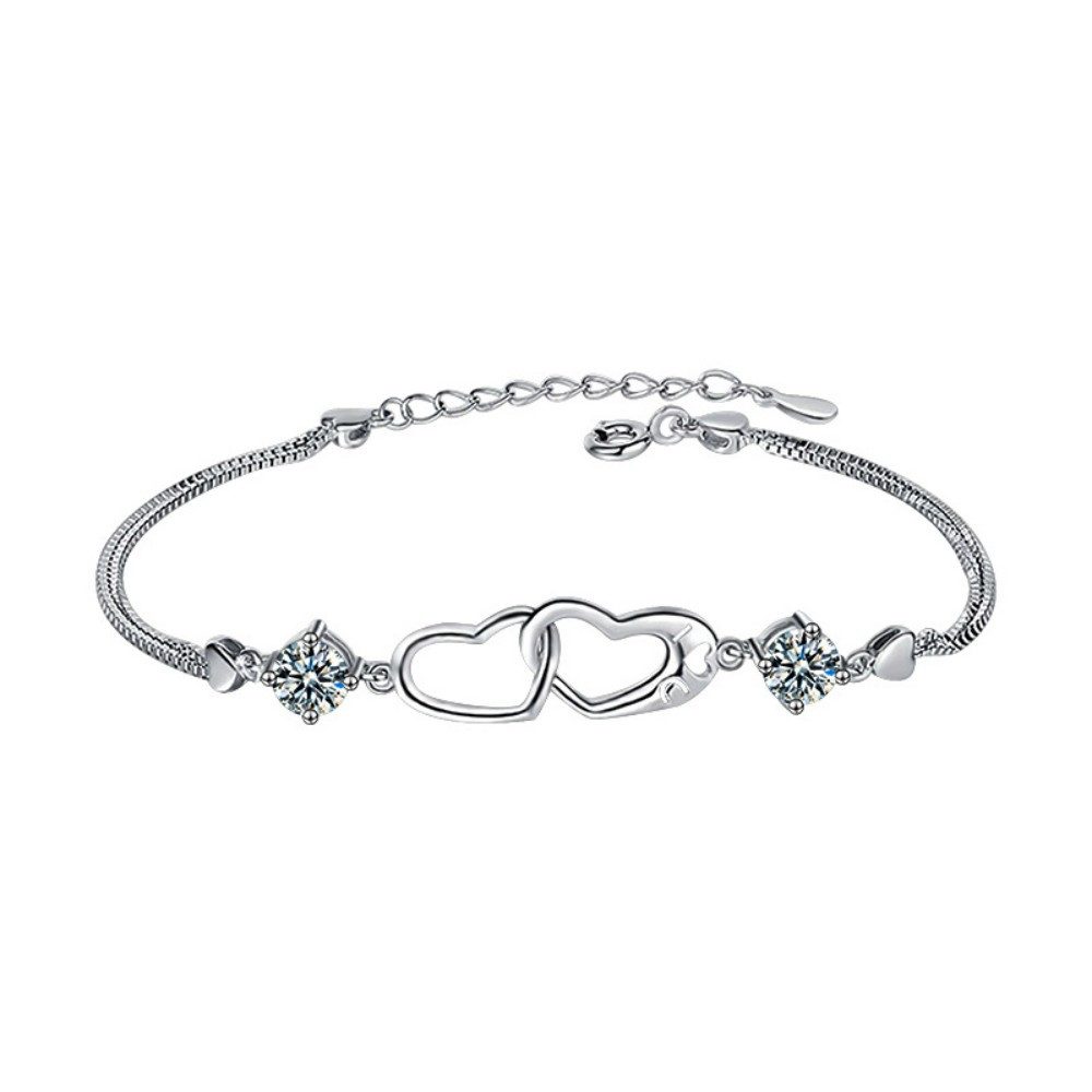 POPOLIC Armband 925er Sterlingsilber-Zirkonia (synth)-Herz-Armbänder für Da günstig online kaufen