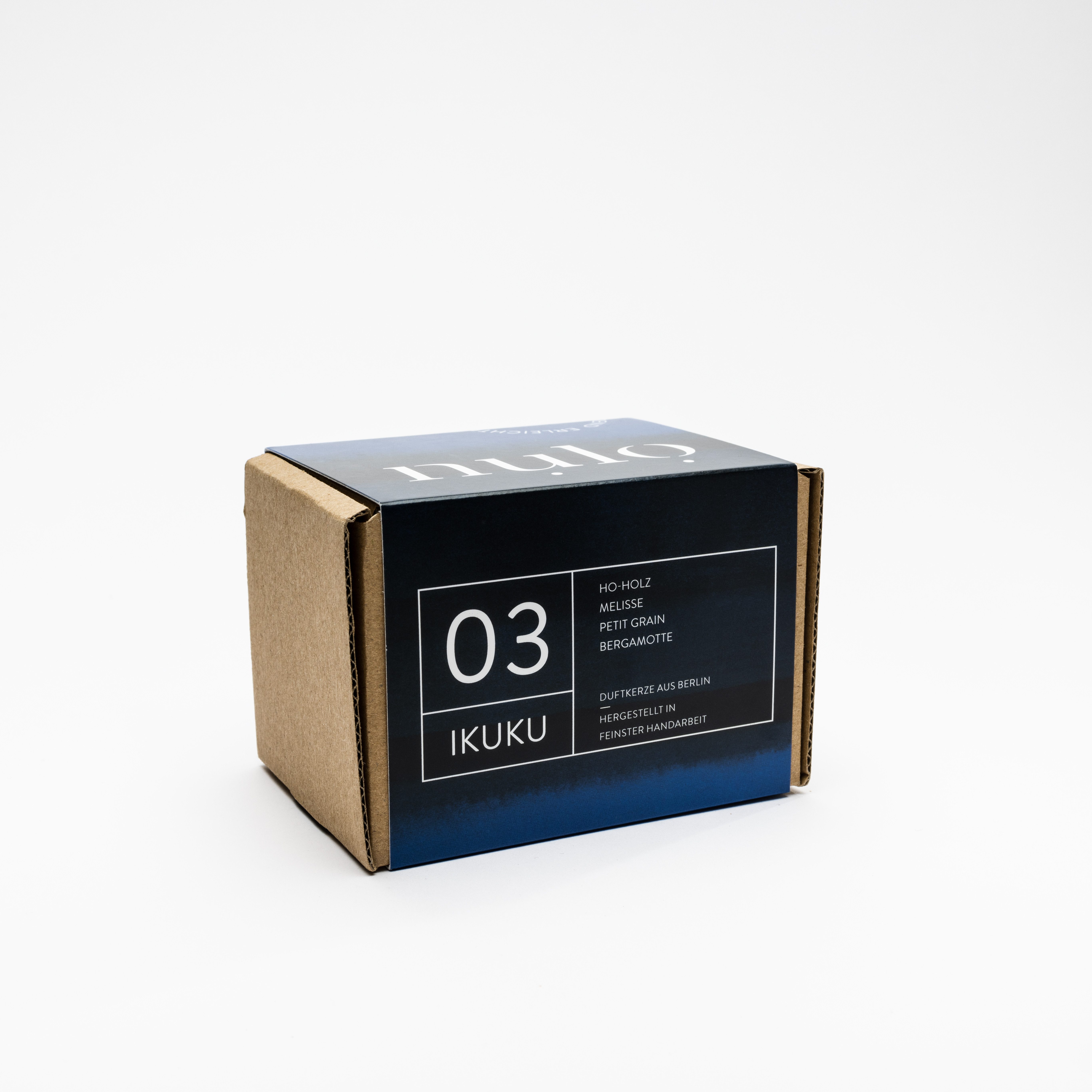 nụlọ Duftkerze 3 Ikuku 55g – Bergamotte, Petit Grain & Ho Wood, Holzdocht