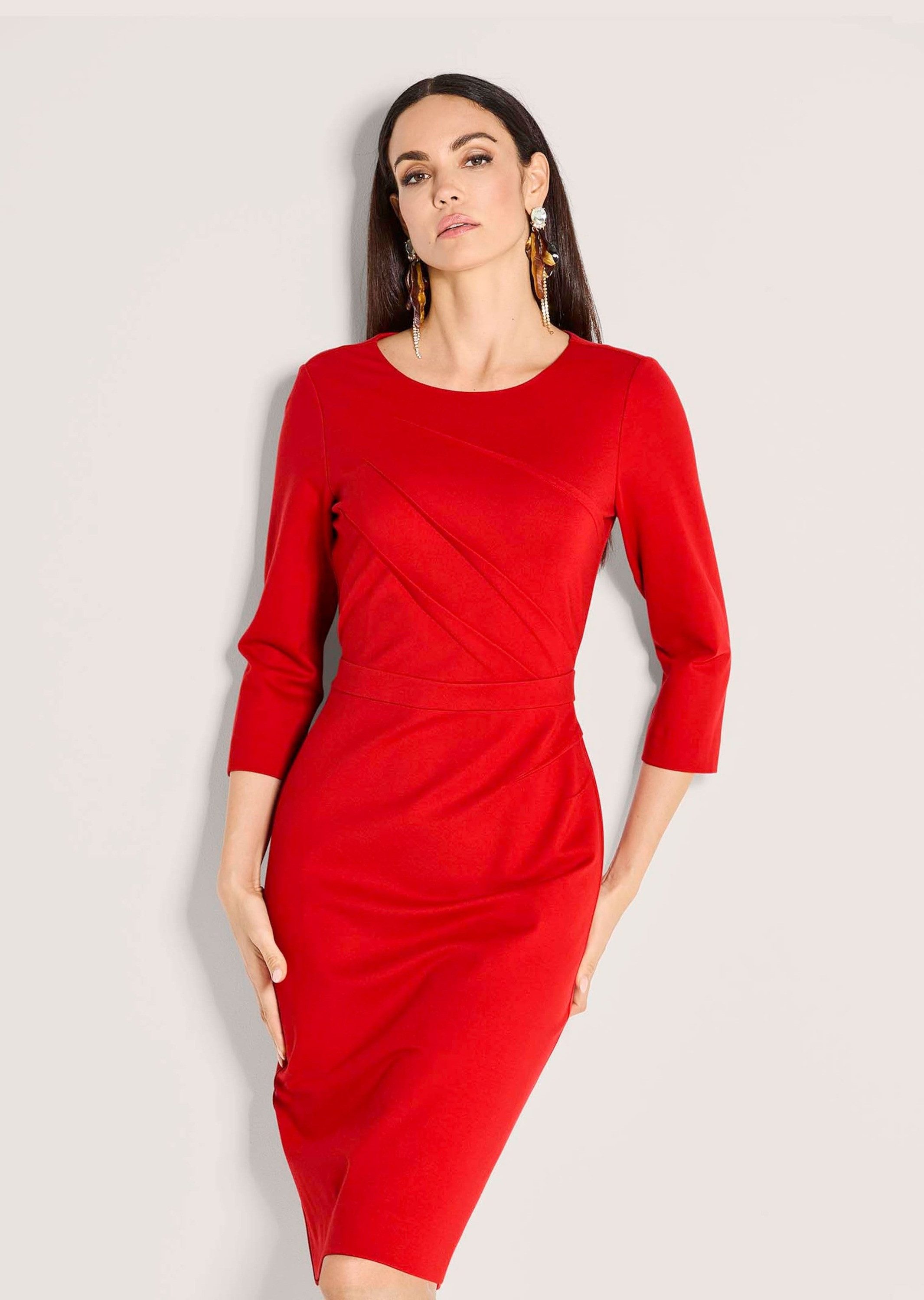 MADELEINE Maxikleid Schmales Jersey-Kleid mit Rundhals Etuikleid mit 3/4-Är günstig online kaufen