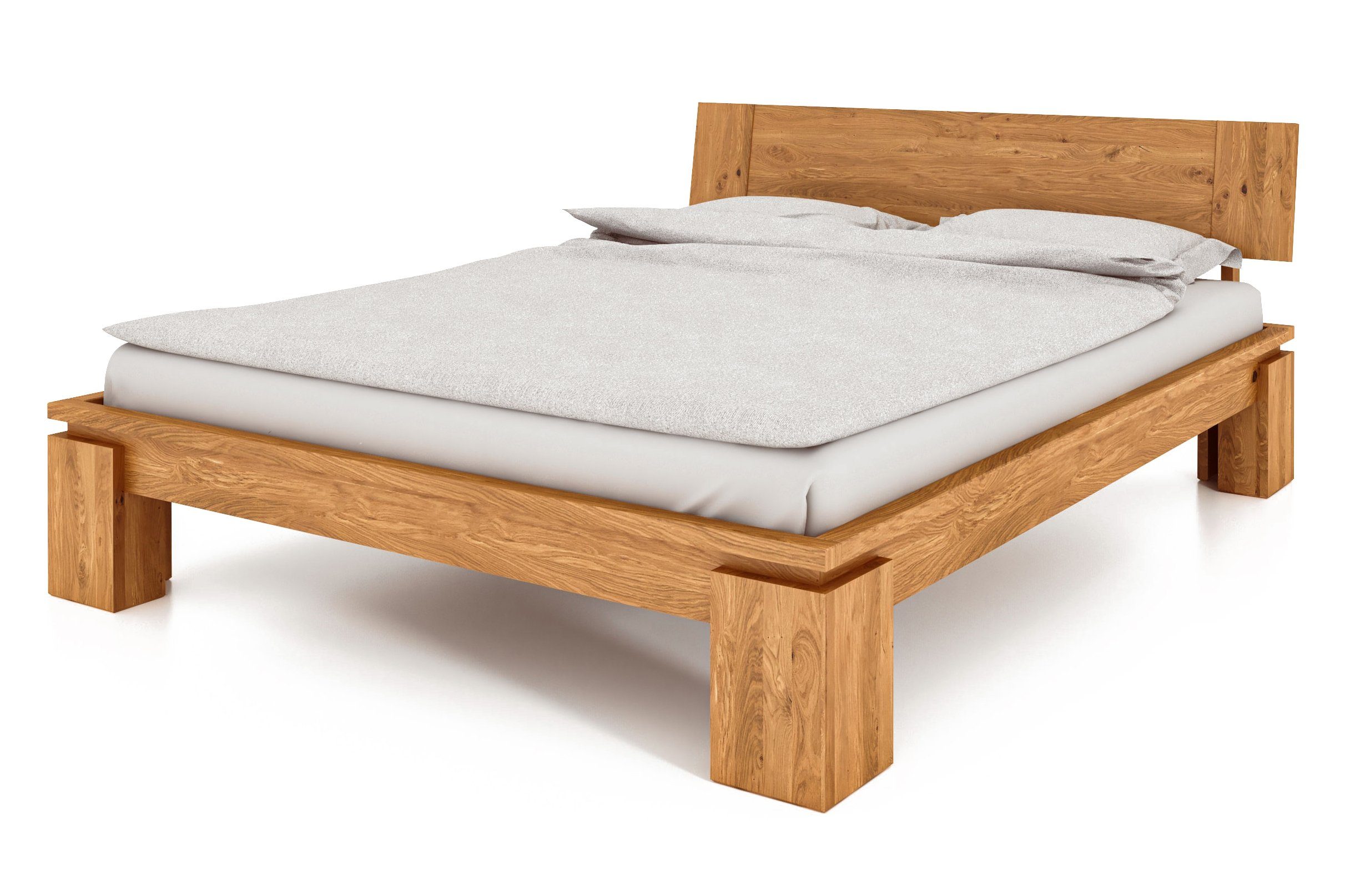 byoak Bett VINCI 160 x 200 aus Massivholz, mit Holzkopfteil, Naturgeölt