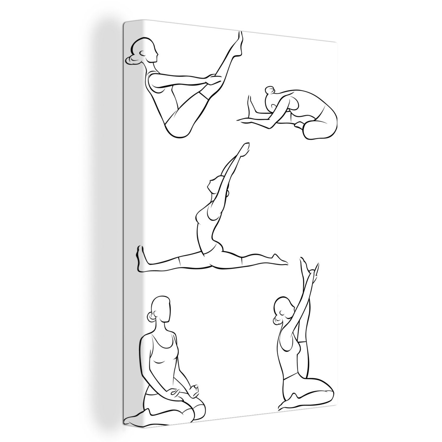 OneMillionCanvasses® Leinwandbild Yoga - Frauen - Stellungen, (1 St), Leinwandbild fertig bespannt inkl. Zackenaufhänger, Gemälde, 20x30 cm