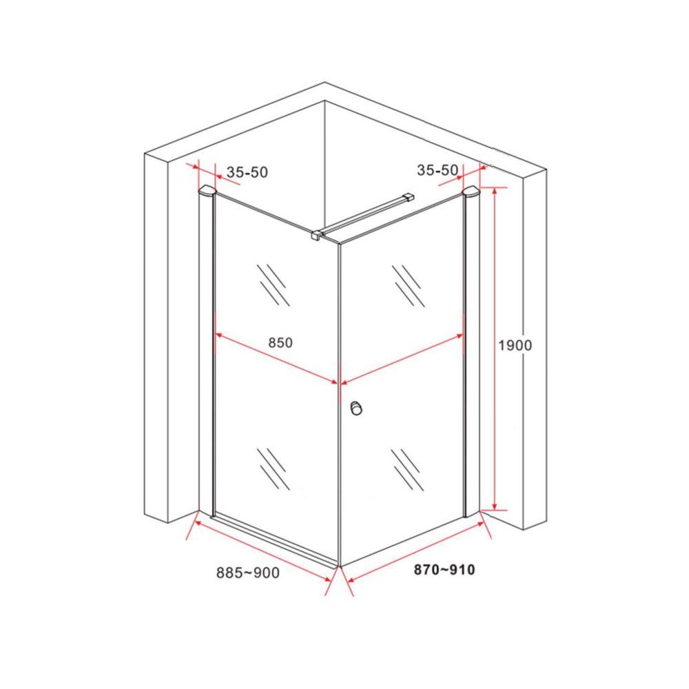 Aloni Eckdusche CR01-9090, BxT: 90x90 cm, 1-tlg., Aloni Duschkabine Eckdusche mit Schwingtür 6mm Klarglas