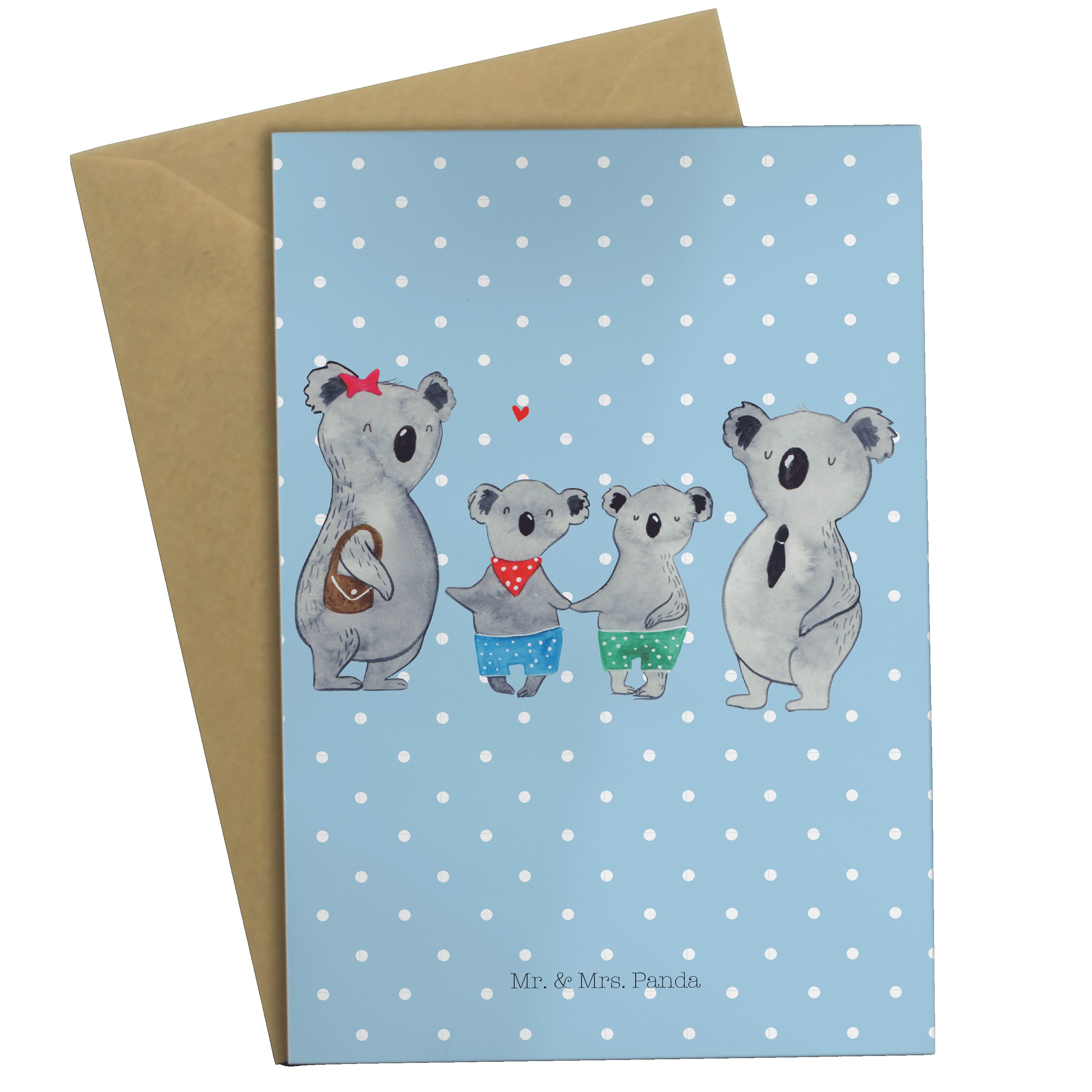 Panda Geschenk, Grußkarte Familie Mr. & Blau zwei - Koalabär, Pastell Glückwunschka - Mrs. Koala