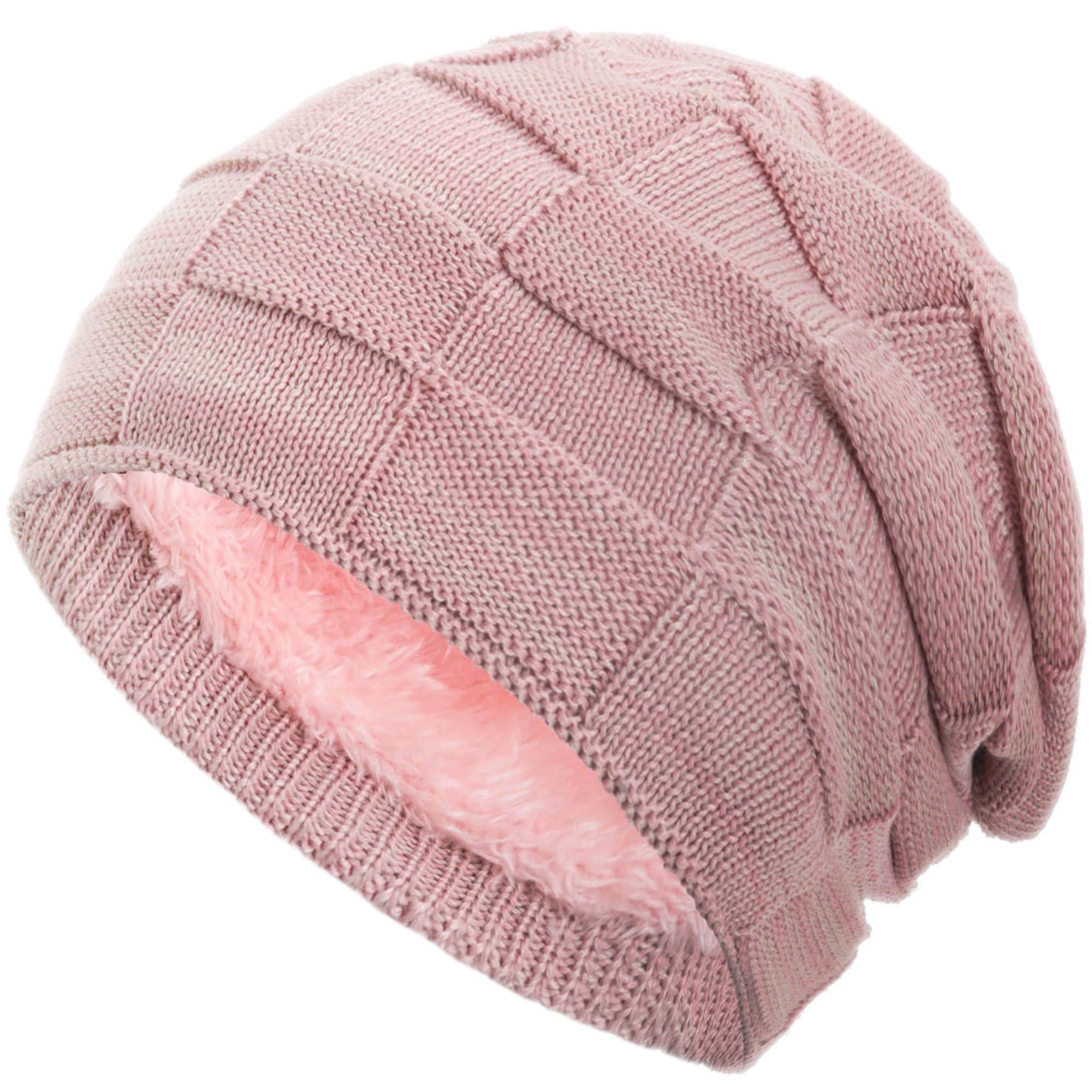 compagno Strickmütze (1-St) Warm gefüttert Beanie Wintermütze Flechtmuster uni oder meliert Mütze
