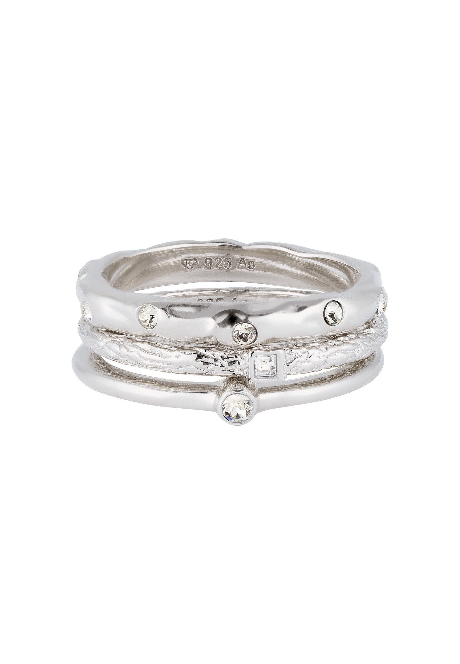 Elli Ring-Set Ringset Glas Kristalle Weiß (3 tlg) 925 Sterling Silber günstig online kaufen