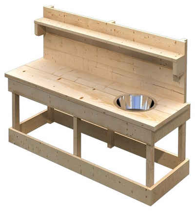 ABUKI Outdoor-Spielküche »Joni« Holz, Edelstahl, BxT: 119x44 cm, inkl. Topfset