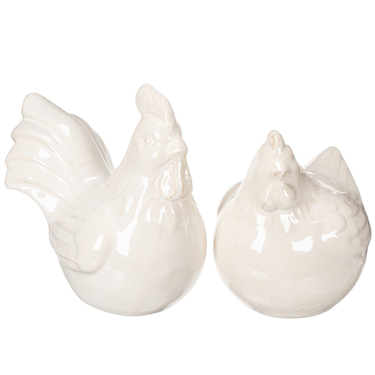 Florists Products Osterhase Keramik Hühnerfigur glänzend Glasur für moderne Wohnraumdeko, 2 Stück