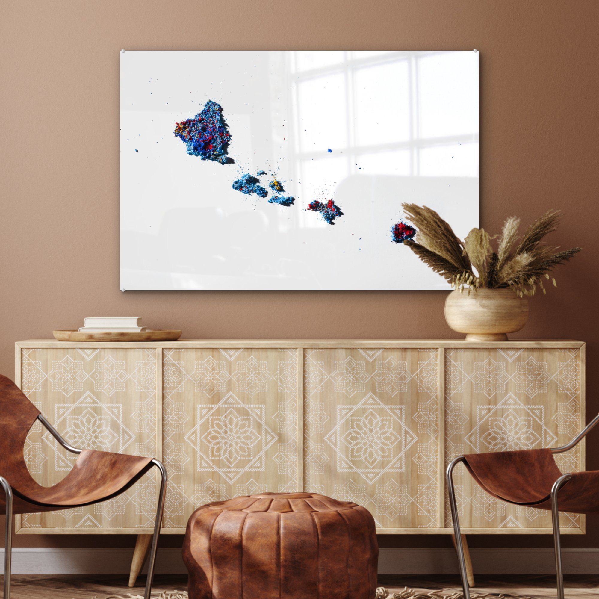 Acrylglasbild Acrylglasbilder Karte Schlafzimmer aus & Hawaii Pulvern, St), Wohnzimmer MuchoWow von (1