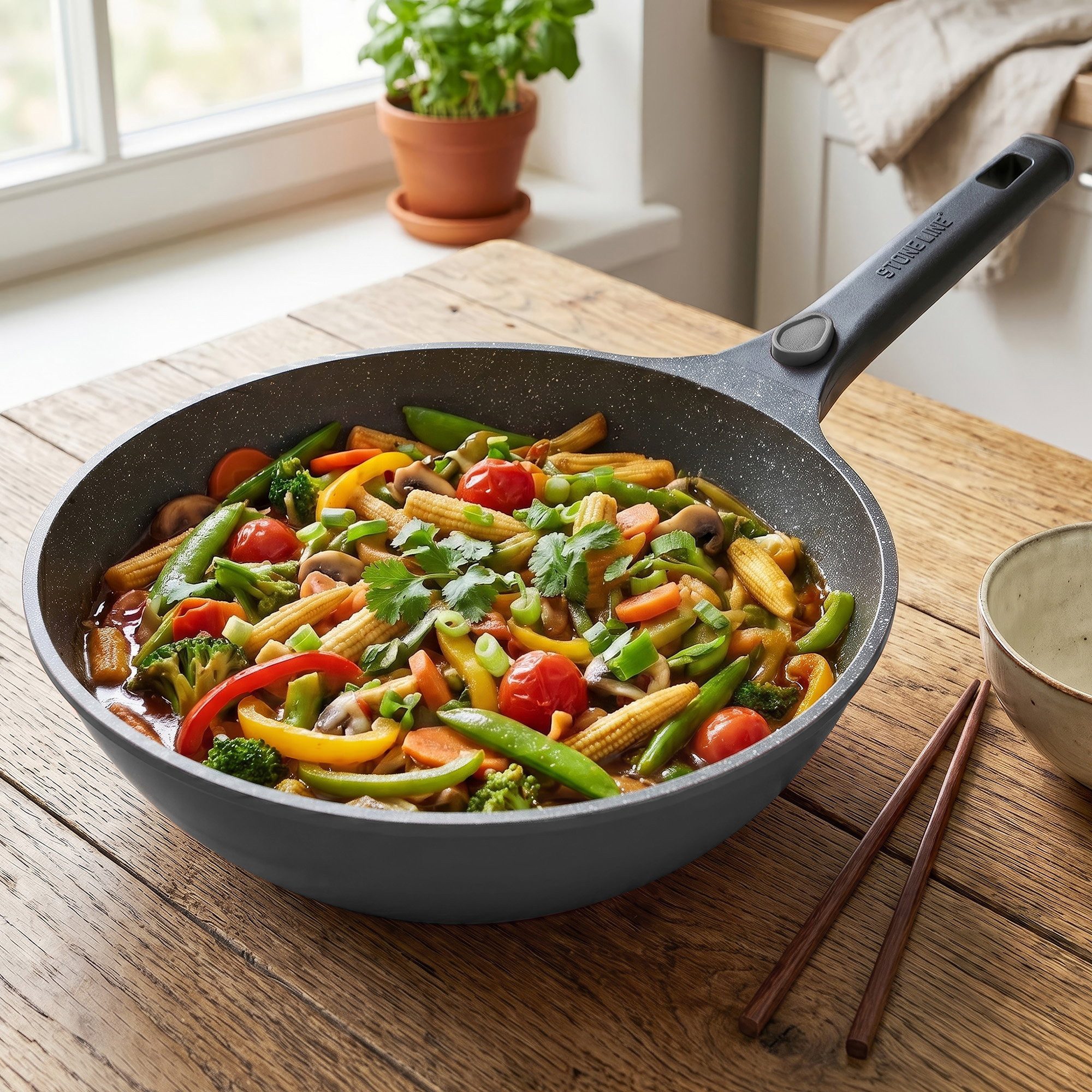 STONELINE Wok, Aluminiumguss (2-tlg)