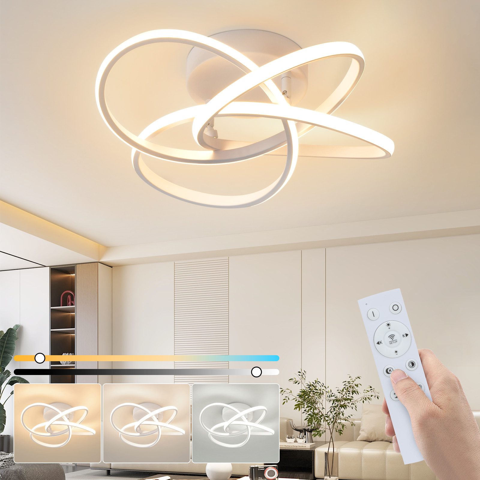 Nettlife LED Deckenleuchte Schlafzimmer Schwarz/Weiß Dimmbar günstig online kaufen